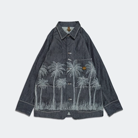 EasyClean Coating 12oz PALM TREE Jacquard Denim CACTUS Coverall - Indigo