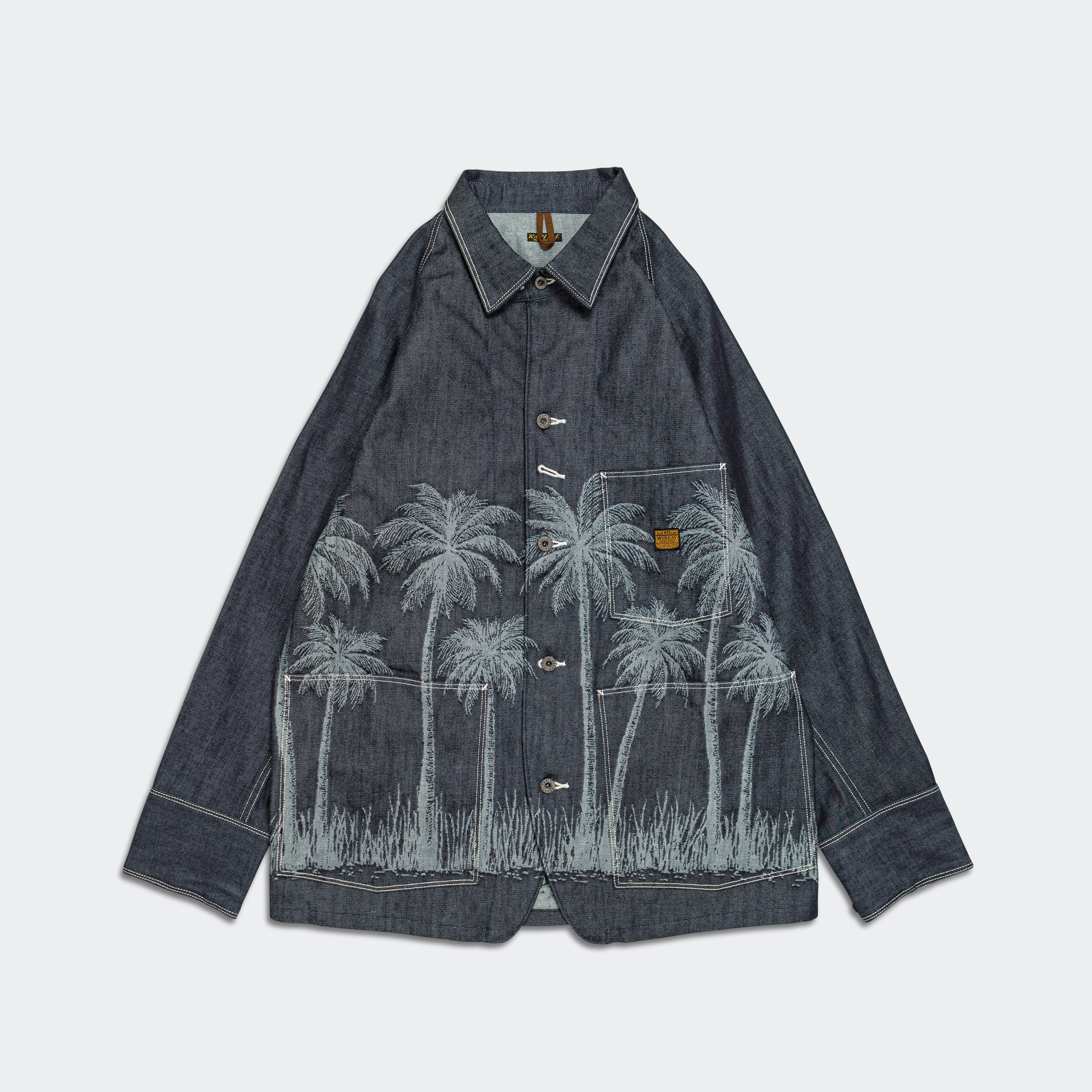 EasyClean Coating 12oz PALM TREE Jacquard Denim CACTUS Coverall - Indigo