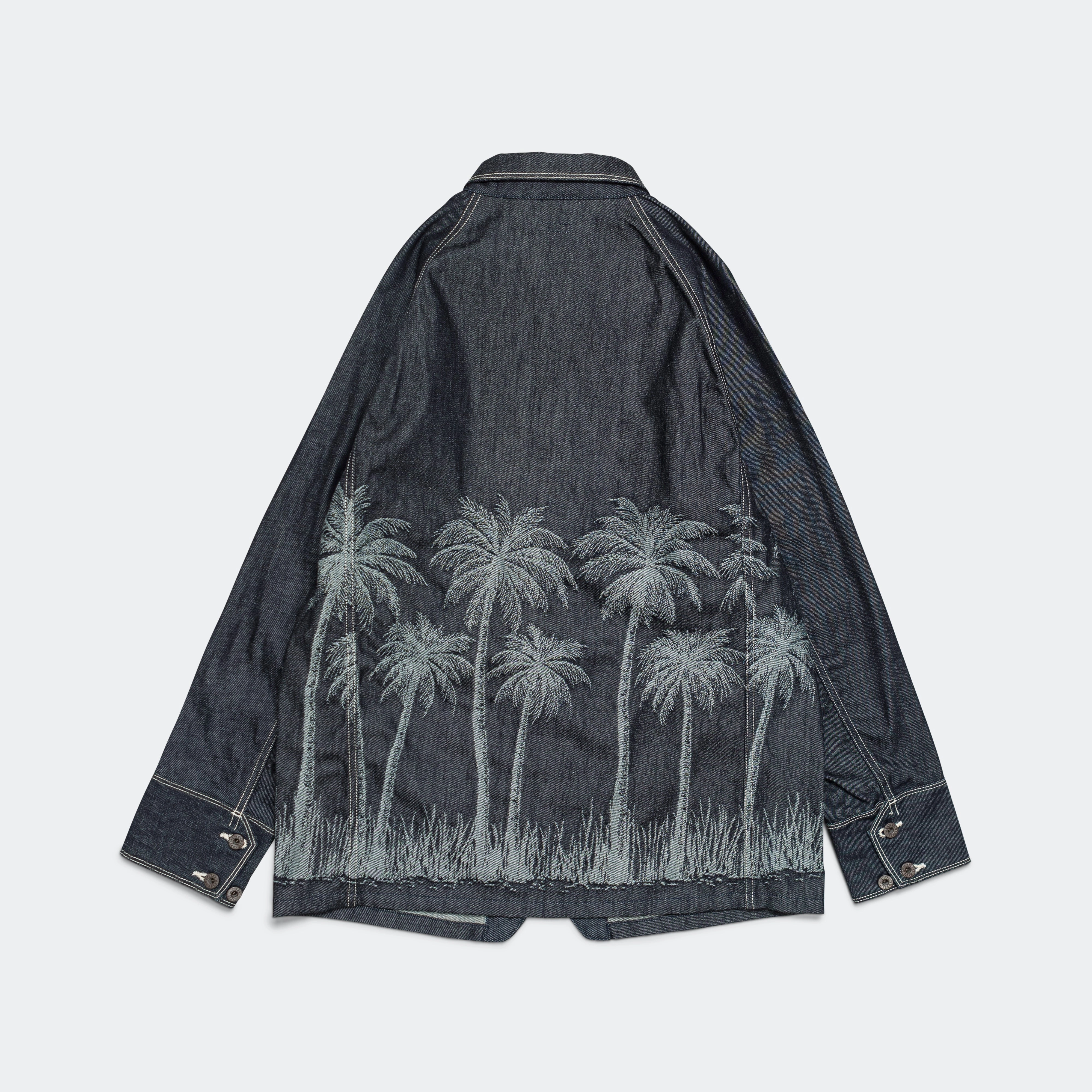 Soft Weather Wear Rugged Daily Style 12oz PALM TREE Jacquard Denim CACTUS Coverall - Indigo