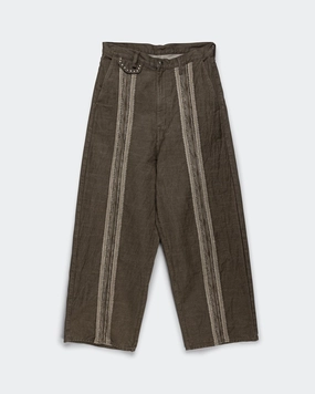 12oz YAGASURI Jacquard Denim PORT Baggy Pants - Khaki Soft Stretch Sleek Style