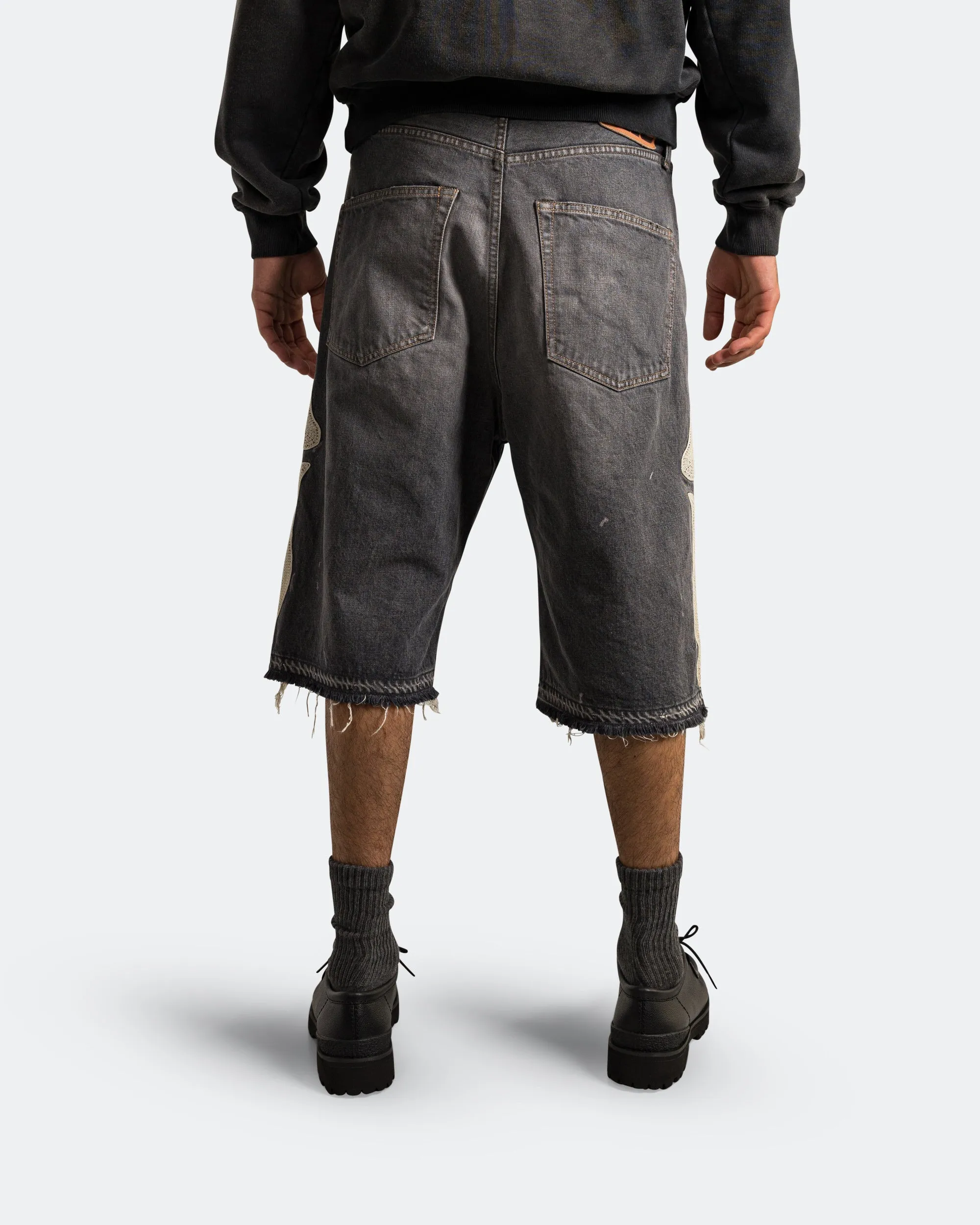 14oz Black Denim 5P Shorts (BONE) - PRO Low Profile Zipper