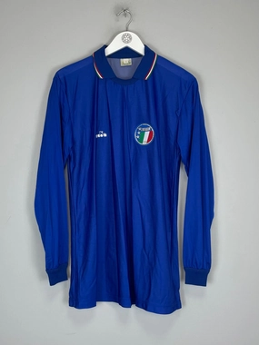 1986/90 ITALY L/S HOME SHIRT (L) DIADORA Quick Drying Durable Polyester Blend