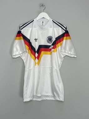 1990/91 GERMANY HOME SHIRT (L) ADIDAS Stretch Trim Odor Resistant Finish