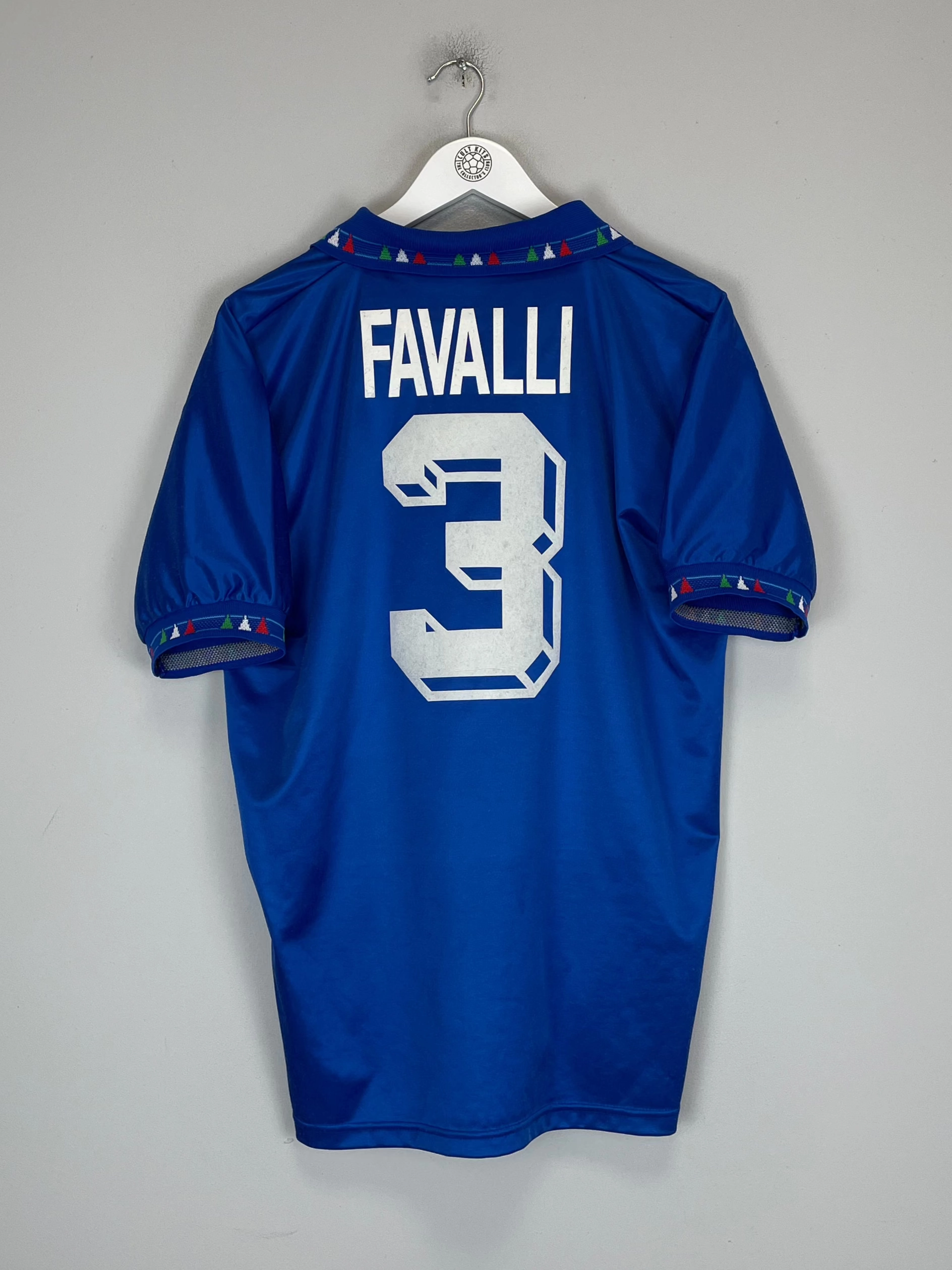 1992/93 ITALY FAVALLI #3 *PLAYER ISSUE* HOME SHIRT (L) DIADORA Knit Grid Mesh Ergonomic Cut