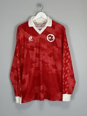 1993/94 SWITZERLAND #3 L/S *PLAYER ISSUE* HOME SHIRT (XL) LOTTO Simple Layer