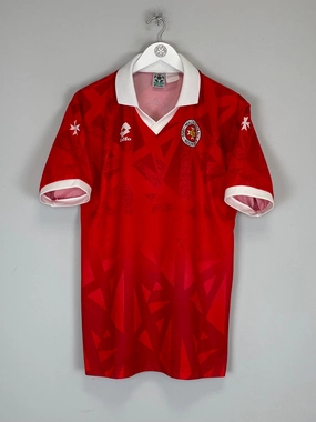 Contoured Ergonomic Fit Dry Touch 1994/96 MALTA HOME SHIRT (M/L) LOTTO