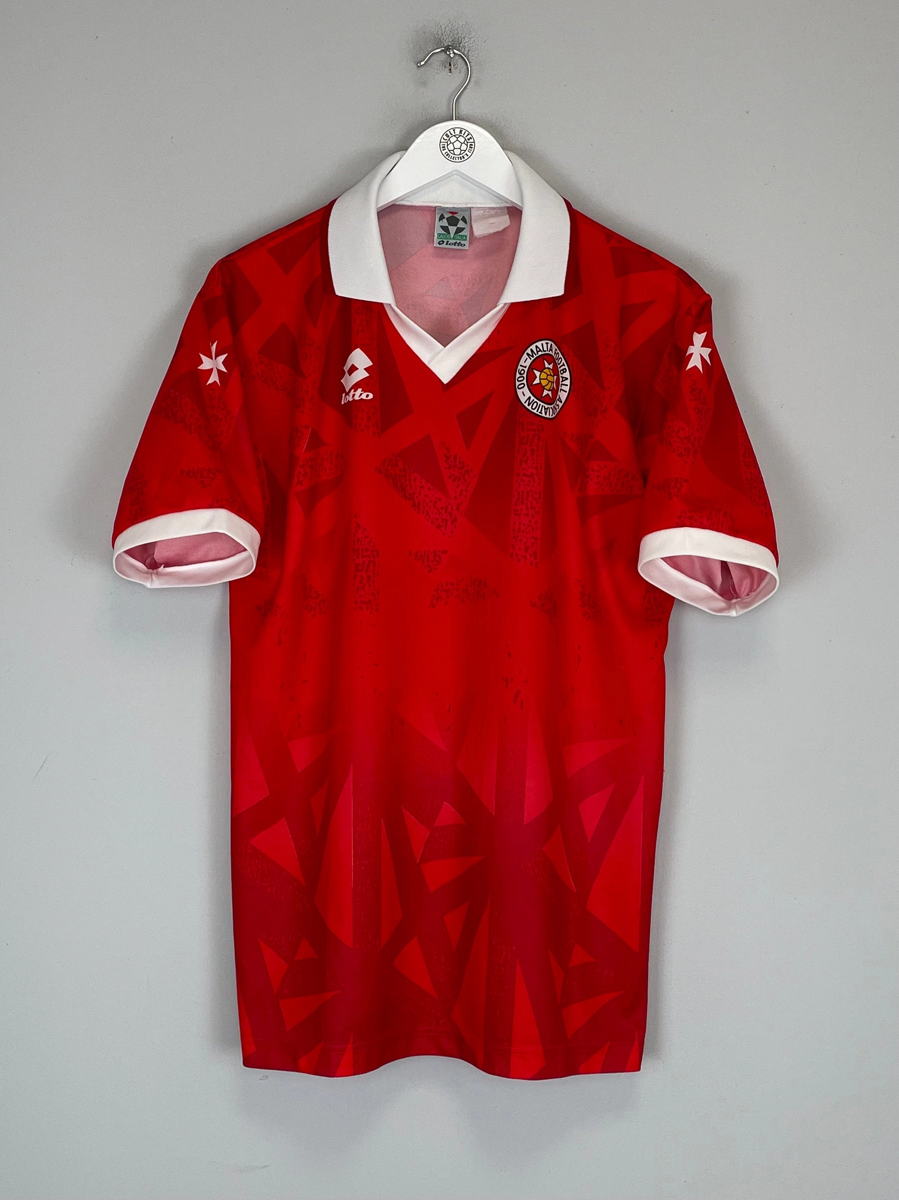 Contoured Ergonomic Fit Dry Touch 1994/96 MALTA HOME SHIRT (M/L) LOTTO