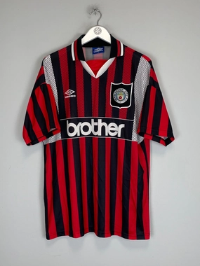 1994/96 MANCHESTER CITY AWAY SHIRT (XL) UMBRO Game Day Abrasion Resistant Surface