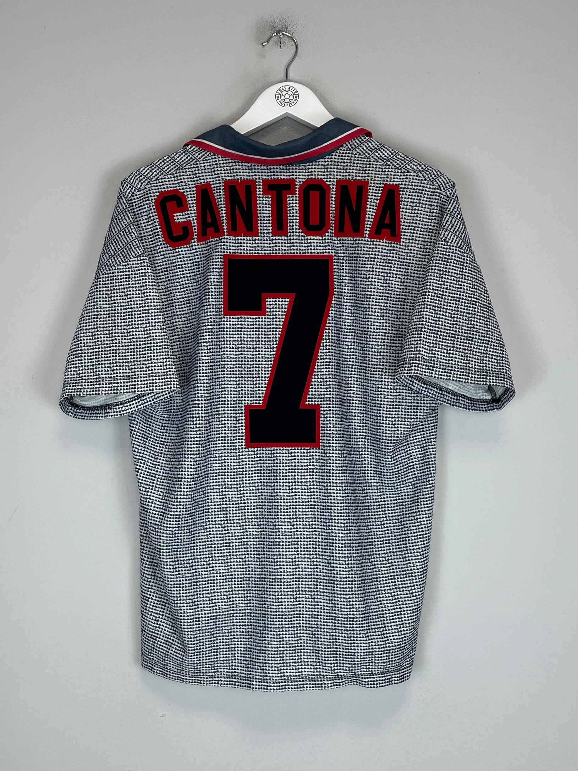 1995/96 MANCHESTER UNITED CANTONA #7 AWAY SHIRT (M) UMBRO Anti Pill Finish