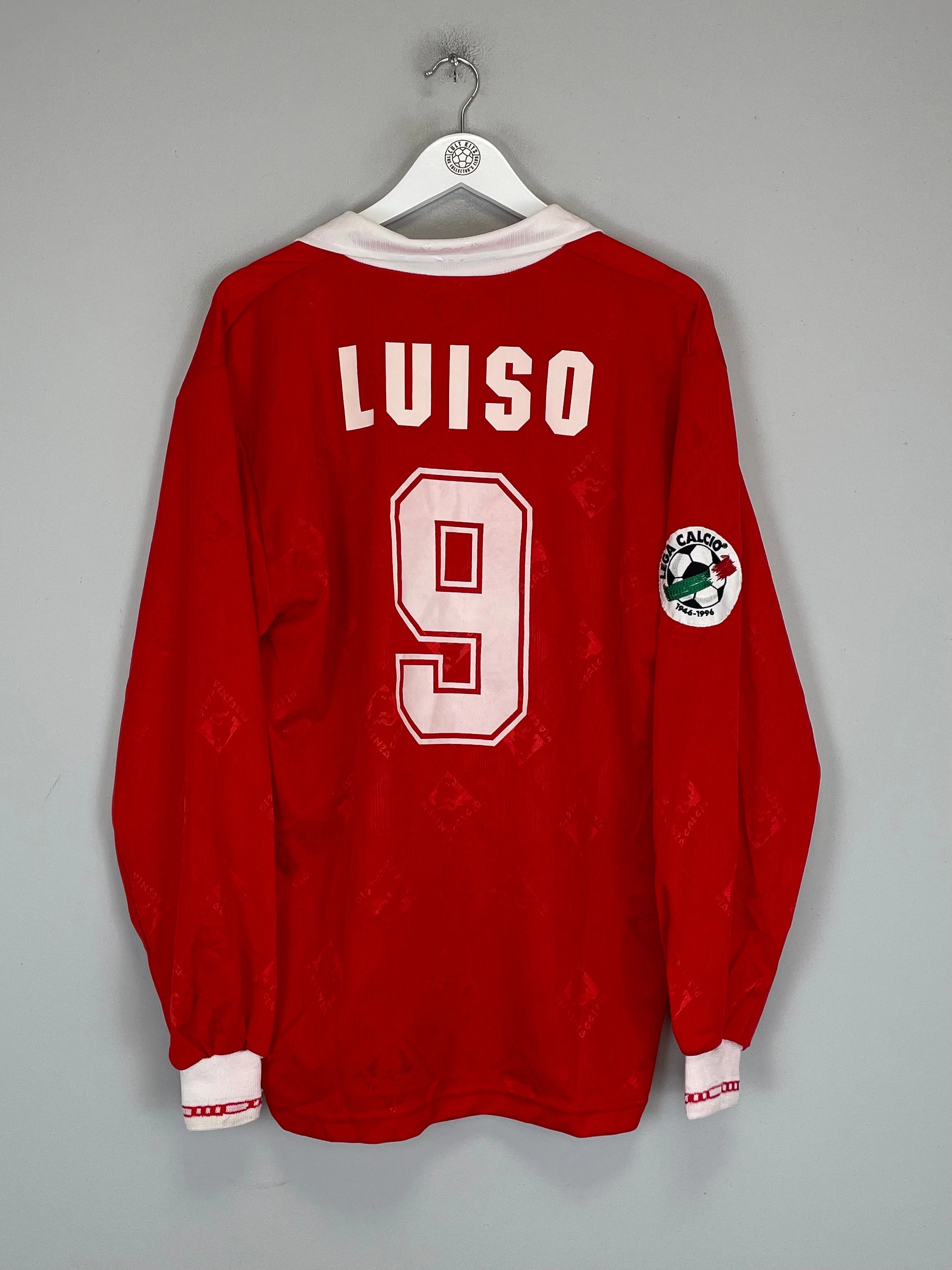 1995/96 PIACENZA CALCIO LUISO #9 *MATCH ISSUE* L/S HOME SHIRT (XL) ABM Soft touch finish