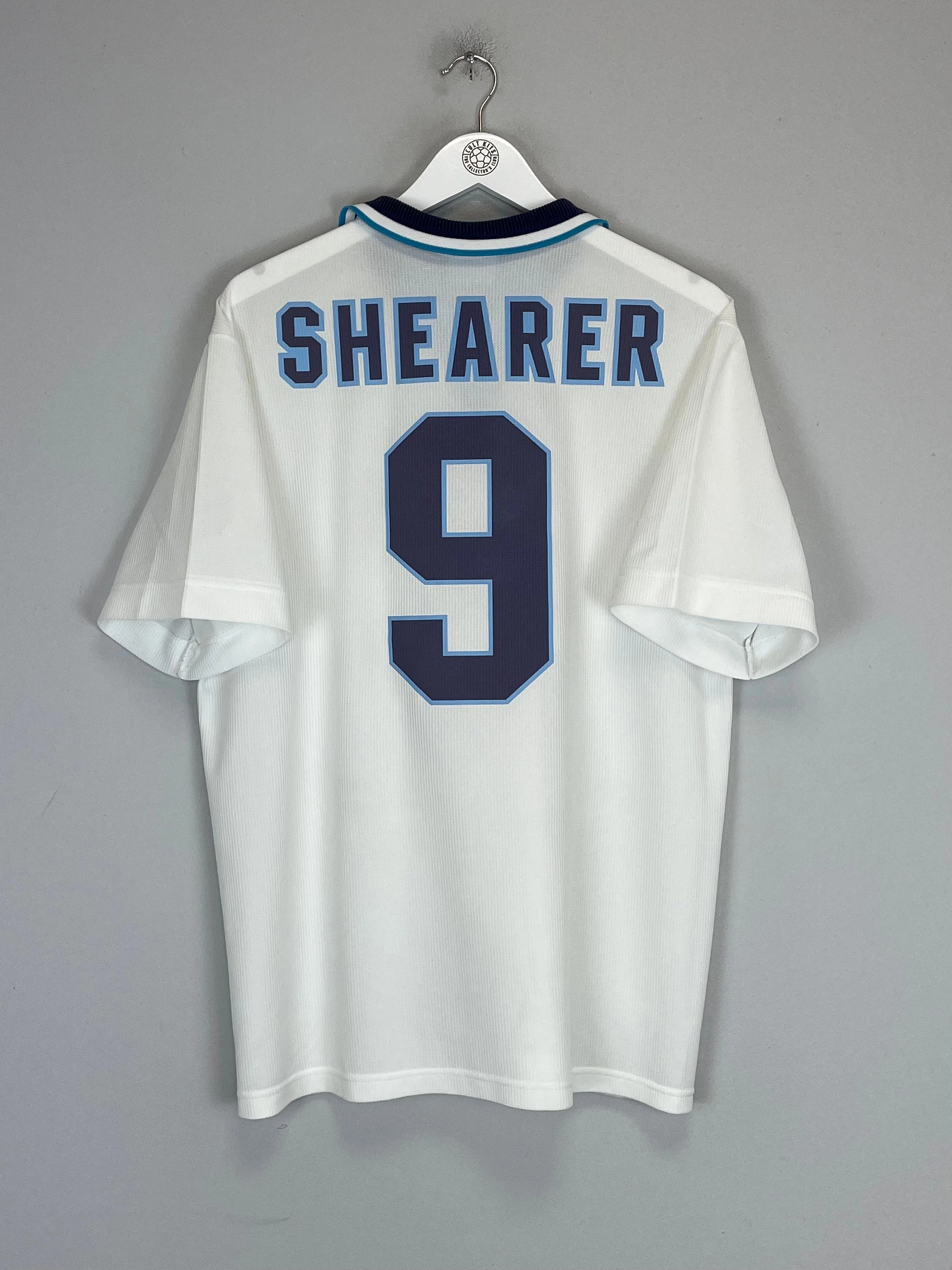 1995/97 ENGLAND SHEARER #9 HOME SHIRT (L) UMBRO Endurance Ready