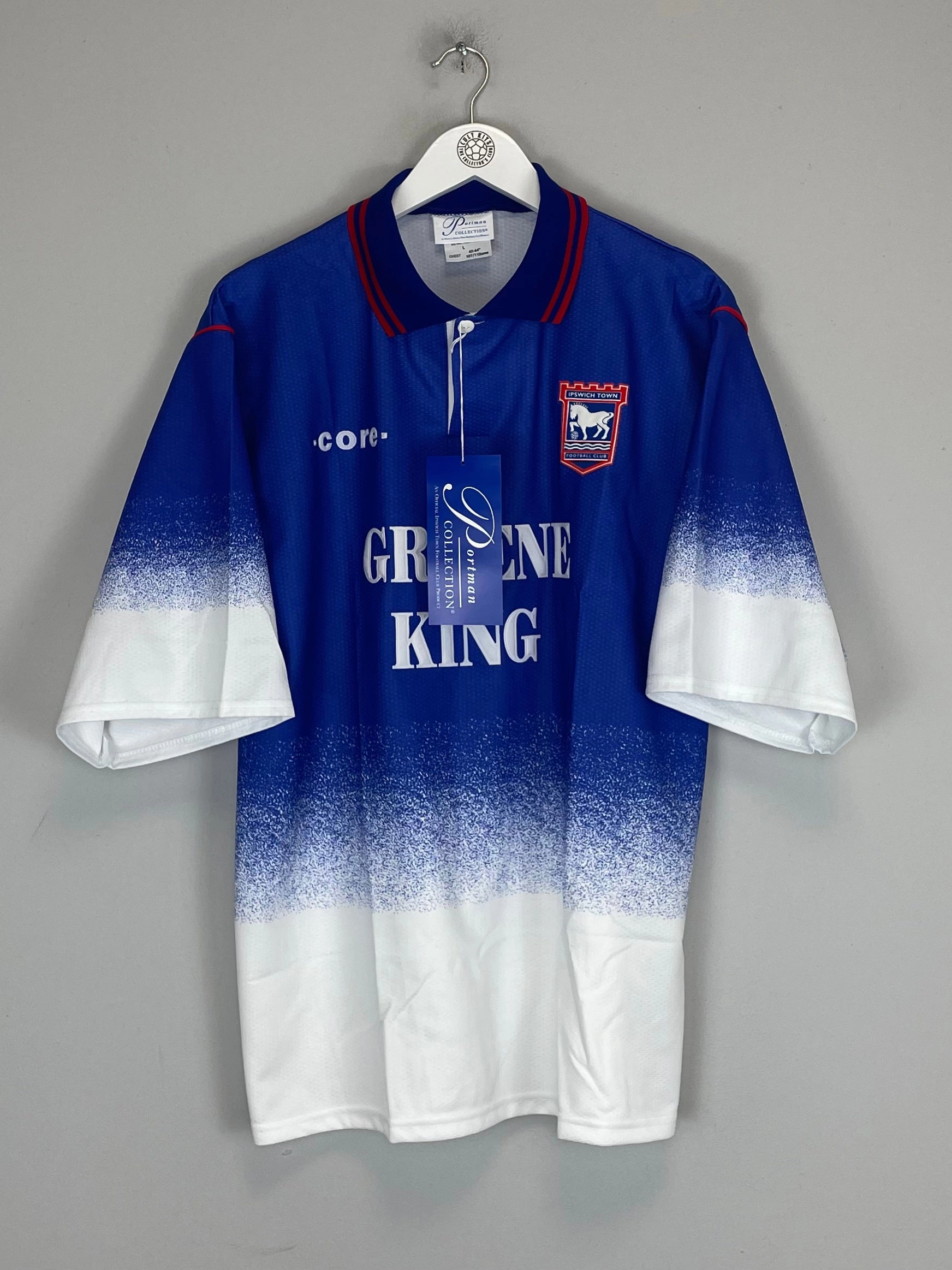1995/97 IPSWICH TOWN *BNWT* HOME SHIRT (L) CORE Bold Graphics Comfort Performance