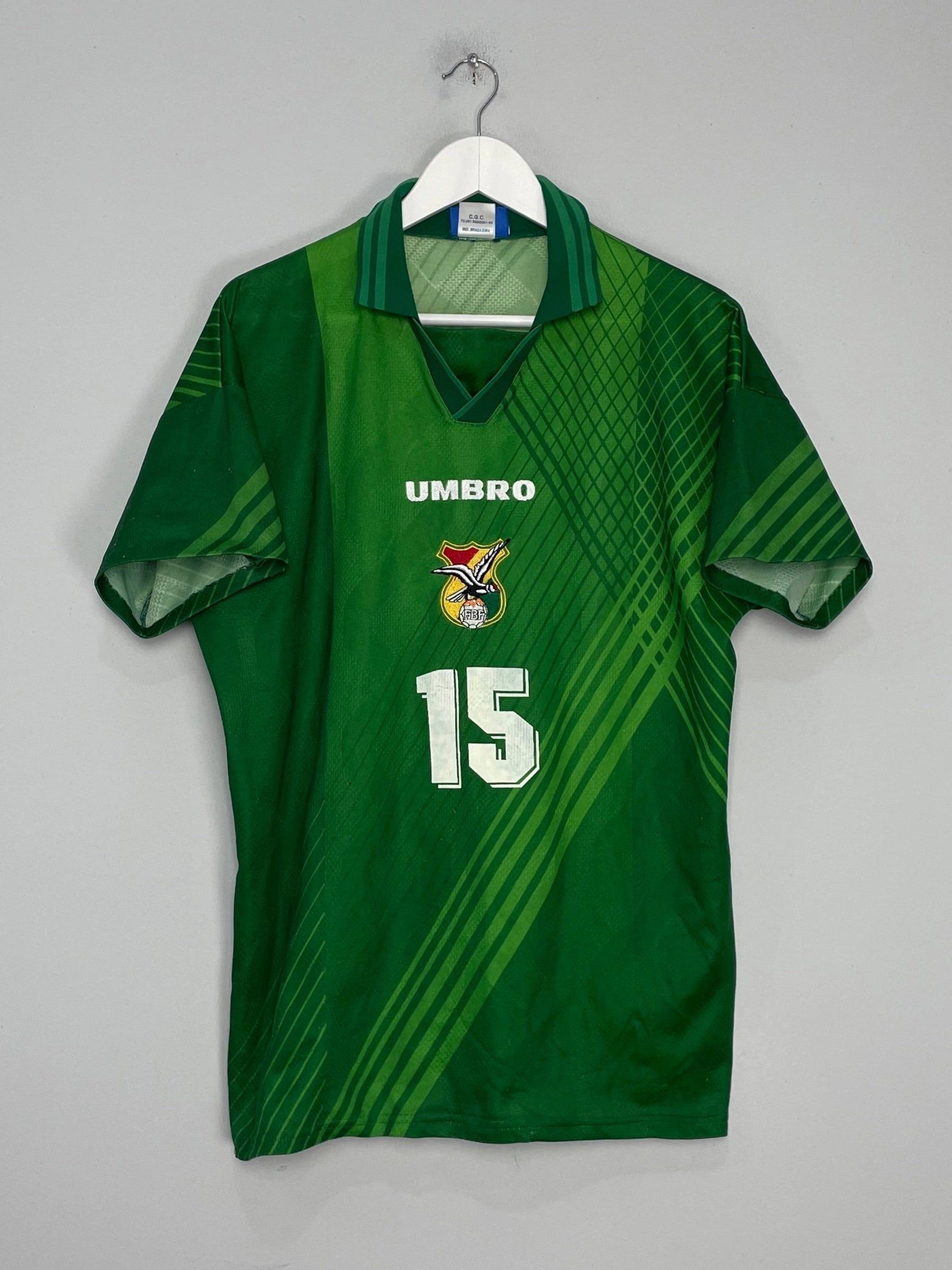 1996/97 BOLIVIA #15 HOME SHIRT (L) UMBRO Anti Slip Hem Guard