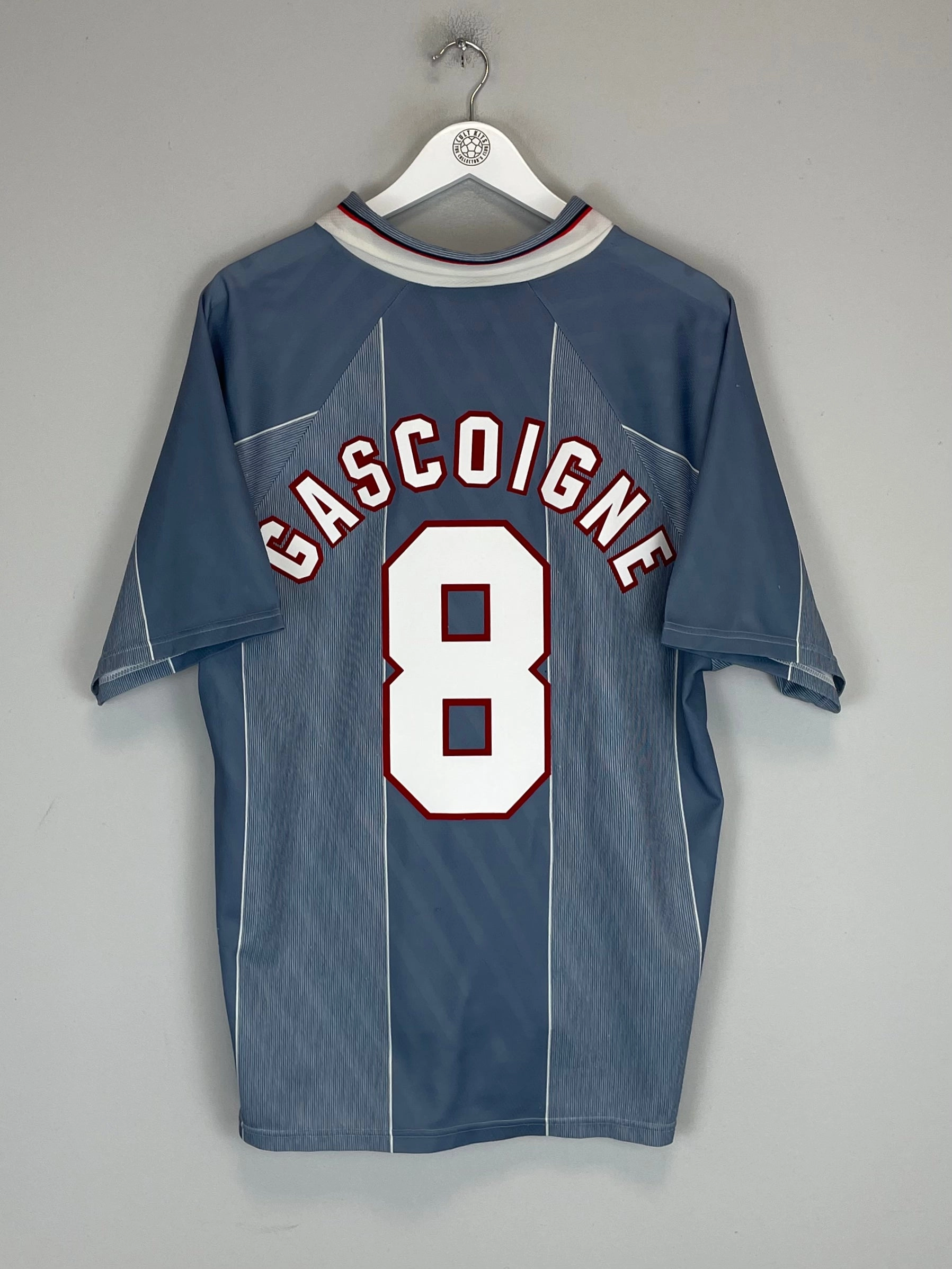 1996/97 ENGLAND GASCOIGNE #8 AWAY SHIRT (XL) UMBRO Casual Motion Thermal Regulating Fabric