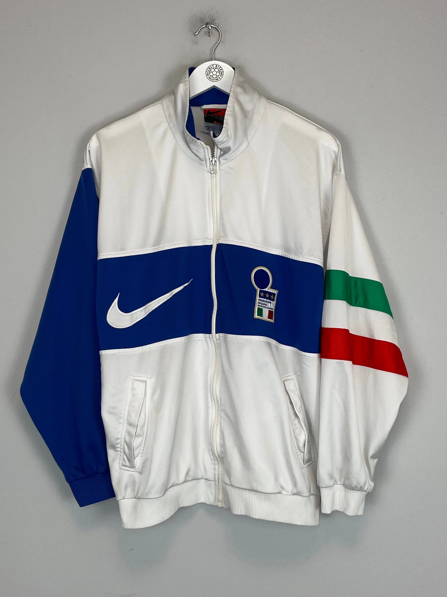 1996/97 ITALY TRACK JACKET (L) NIKE Striped designs Asymmetric Collar Padding