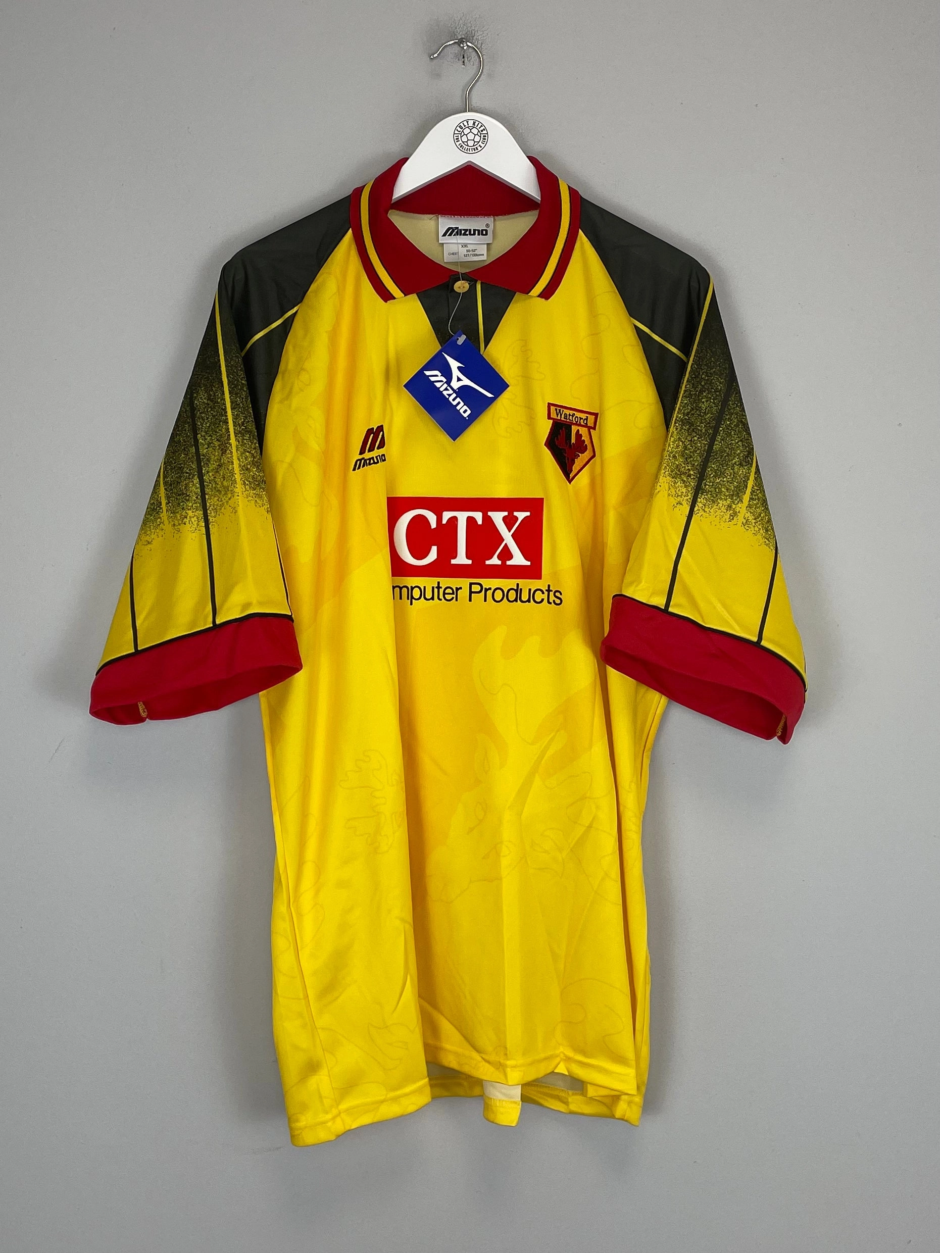1996/97 WATFORD *BNWT* HOME SHIRT (XXL) MIZUNO Micro Perforated Ventilation Vented Back Design