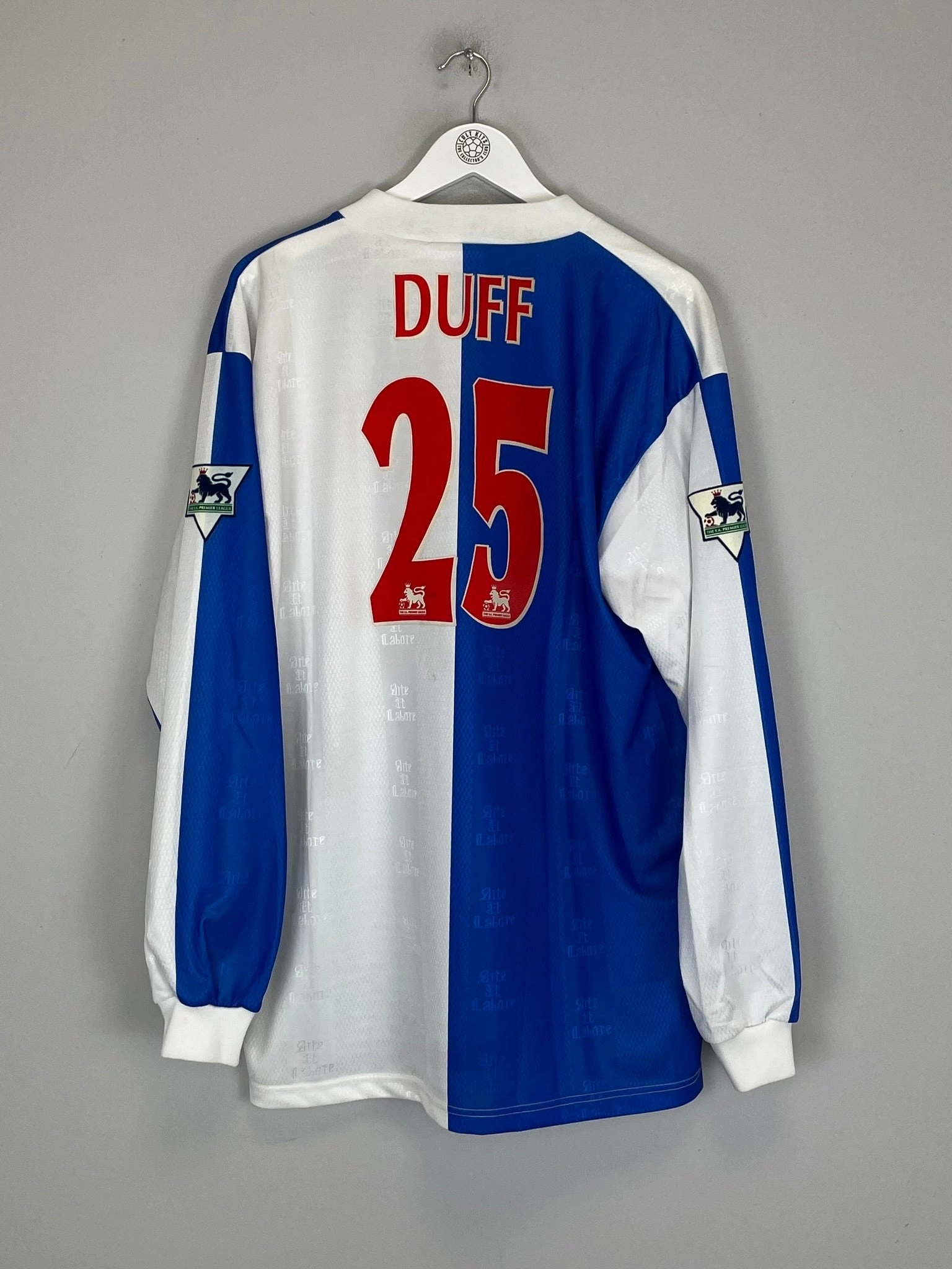 1996/98 BLACKBURN ROVERS DUFF #25 L/S HOME SHIRT (XL) ASICS Strong Lines