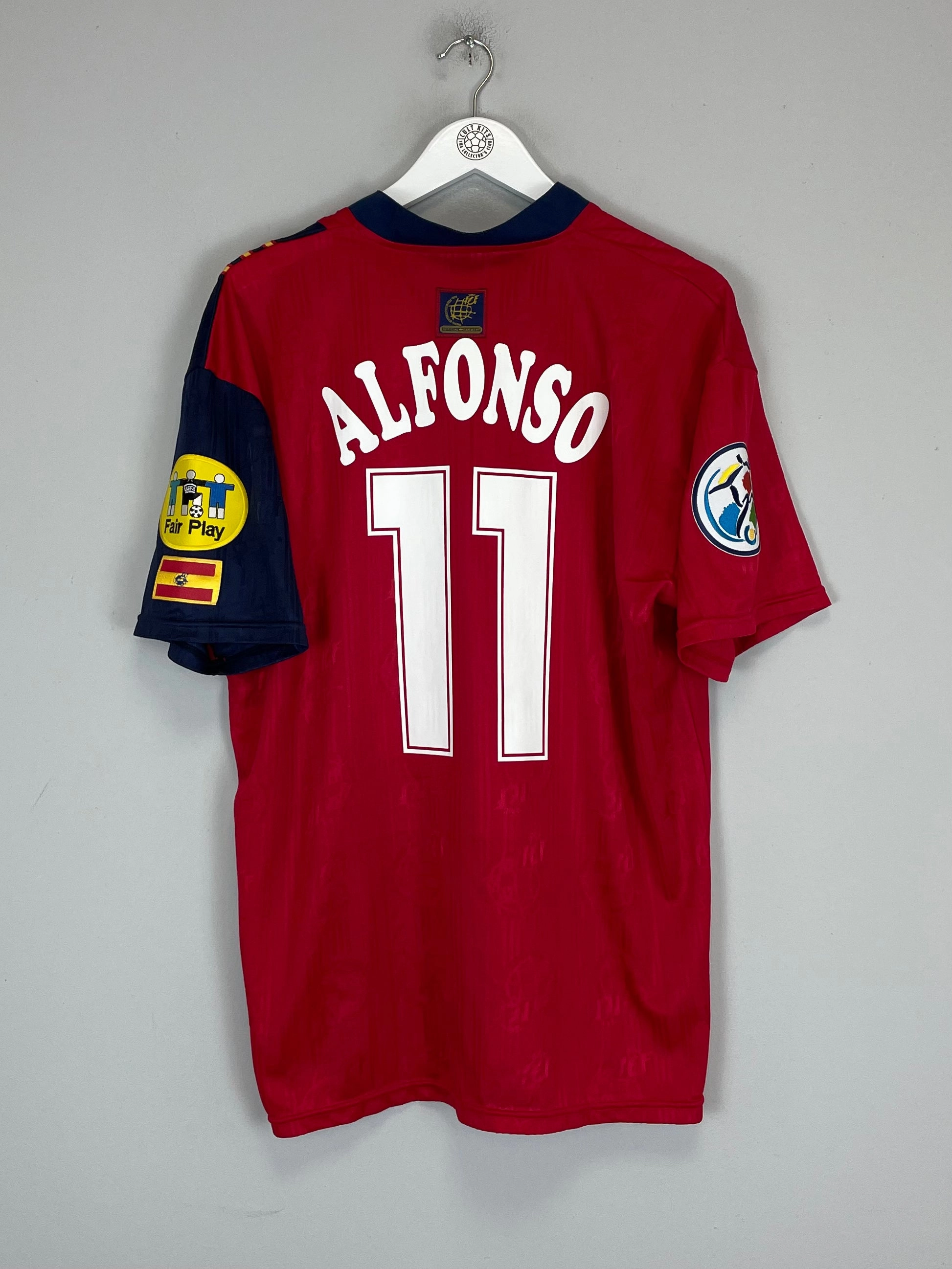 Breathable Jersey Material Flexible Neck Opening 1996 SPAIN ALFONSO #11 HOME SHIRT (L) ADIDAS