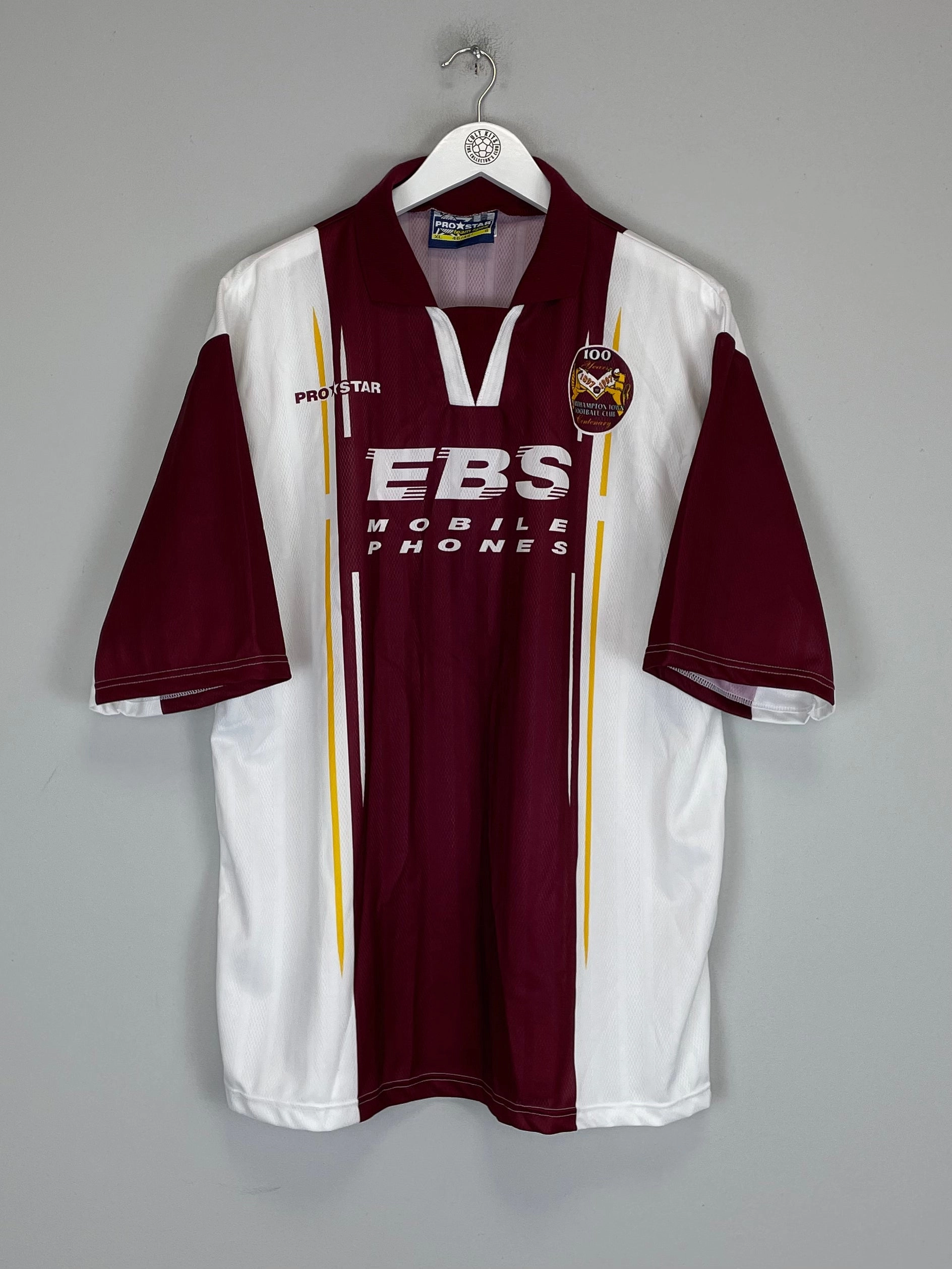 1997/98 NORTHAMPTON TOWN *CENTENARY* MINT HOME SHIRT (XL) PROSTAR Quick Release Zipper Tech Light Grip