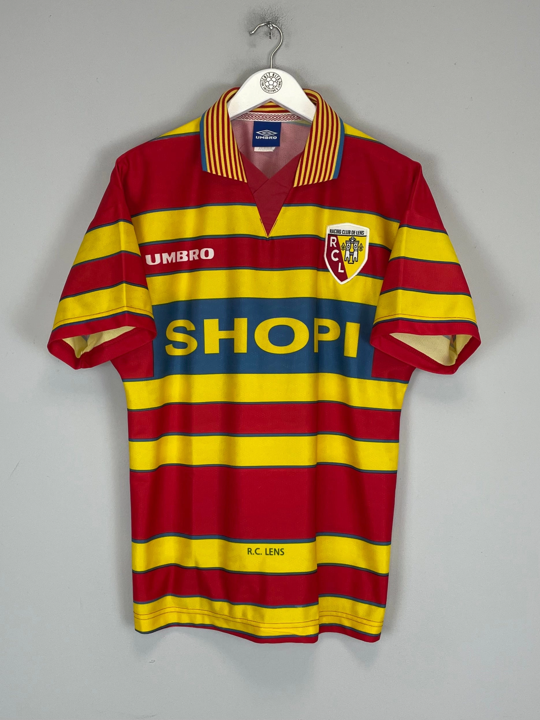 Stretchable Side Inserts Smooth Zone Paneling 1997/98 RC LENS HOME SHIRT (M) UMBRO