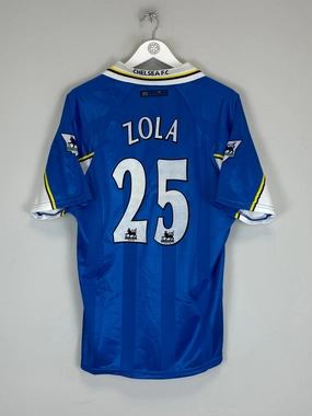 1997/99 CHELSEA ZOLA #25 *MINT* HOME SHIRT (L) UMBRO Smooth Silicone Gripper Slub Yarn Texture