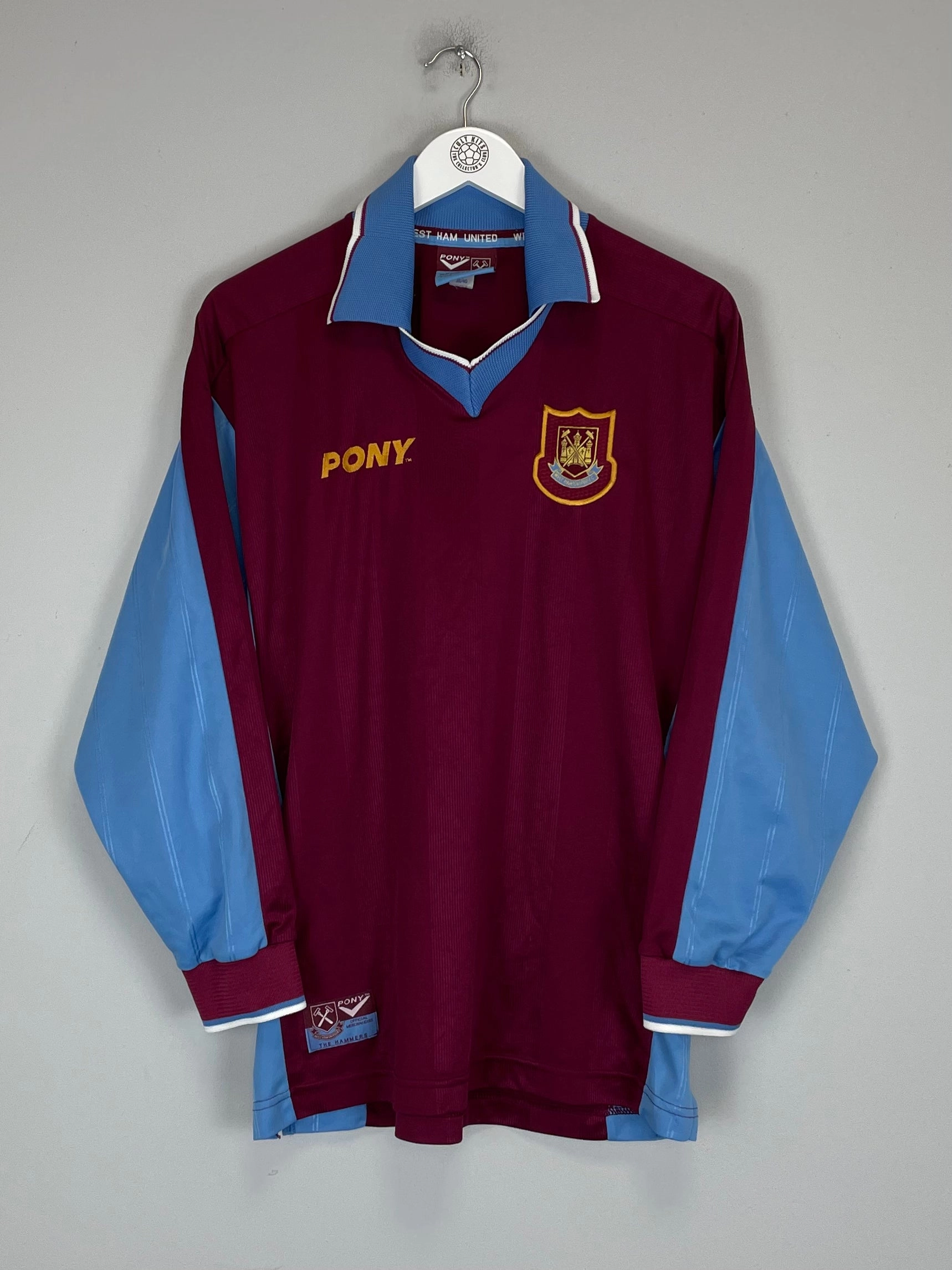 High Collar Design 1997/99 WEST HAM L/S HOME SHIRT (M) PONY