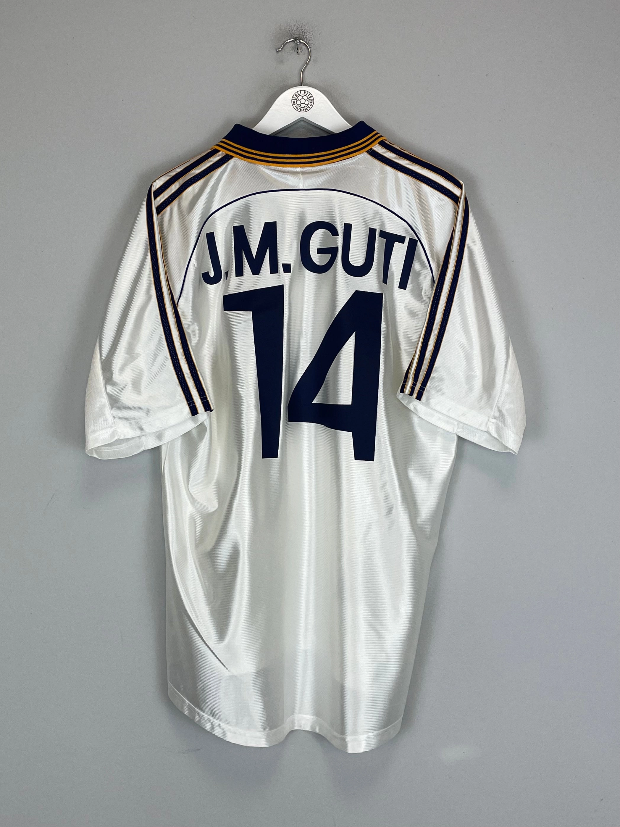 Non Restrictive Cuffing Energy Gear 1998/00 REAL MADRID J.M GUTI #14 HOME SHIRT (L) ADIDAS