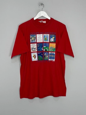 Biodegradable Synthetic Fibers Molded Collar Architecture 1998 FRANCE COUPE DU MONDE WORLD CUP T-SHIRT (M) OM