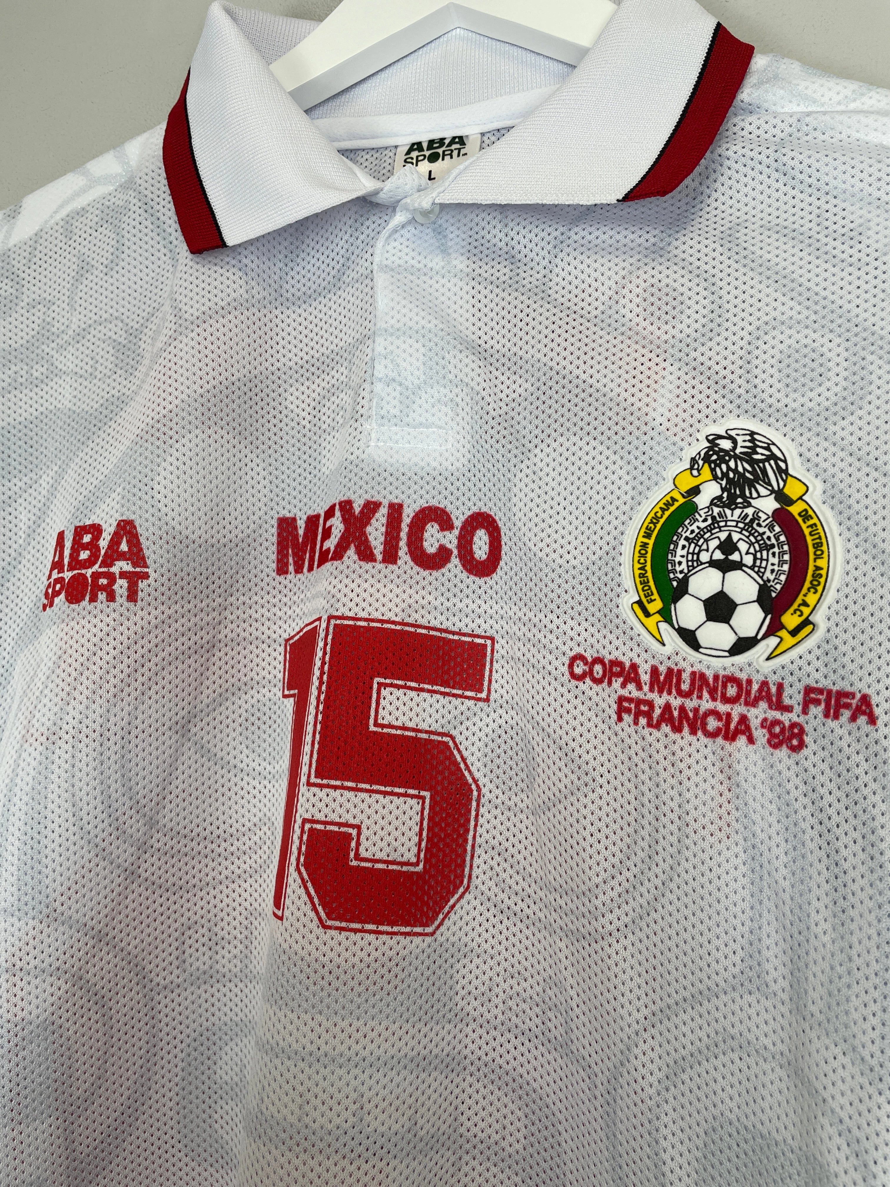 1998 Mexico Hernandez #15 *Reissue* World Cup Edition Away (Multiple) ABA Sport Fit Tech Tubular Body Mapping
