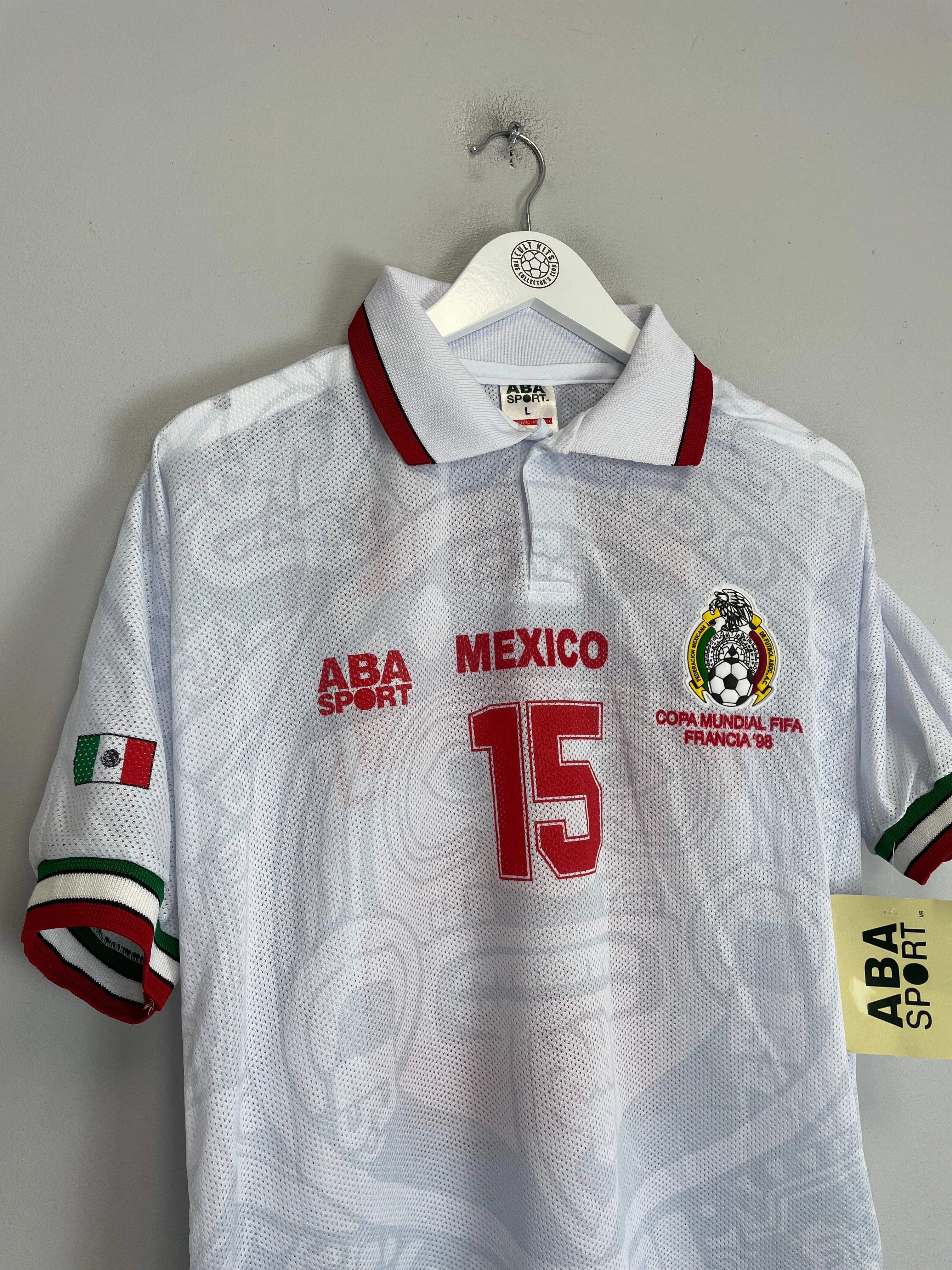 Breathable Mesh Panels 1998 Mexico Hernandez #15 *Reissue* World Cup Edition Away (Multiple) ABA Sport