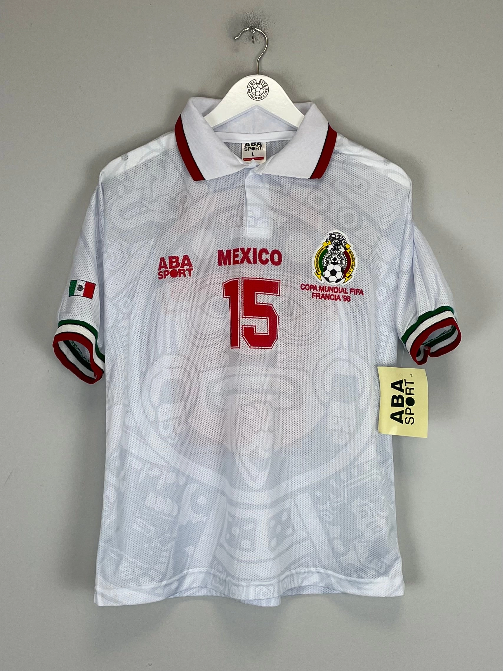 Adjustable Hem 1998 Mexico Hernandez #15 *Reissue* World Cup Edition Away (Multiple) ABA Sport