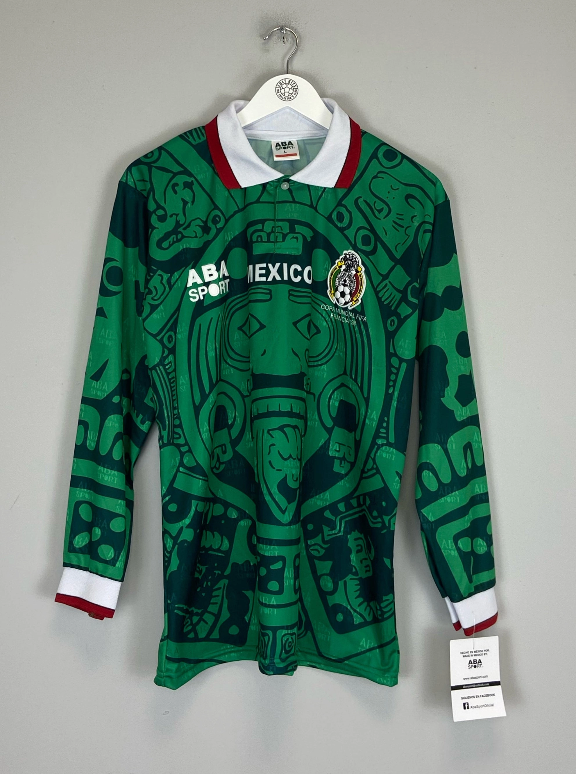 Lightweight Mesh Panels Ventilated Back Panels 1998 Mexico *Reissue* L/S Home Shirt (Multiple Sizes) ABA Sport
