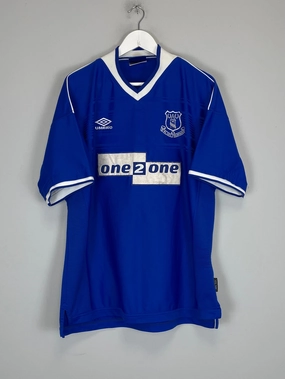 stain resistant coating 1999/00 EVERTON HOME SHIRT (XXL) UMBRO