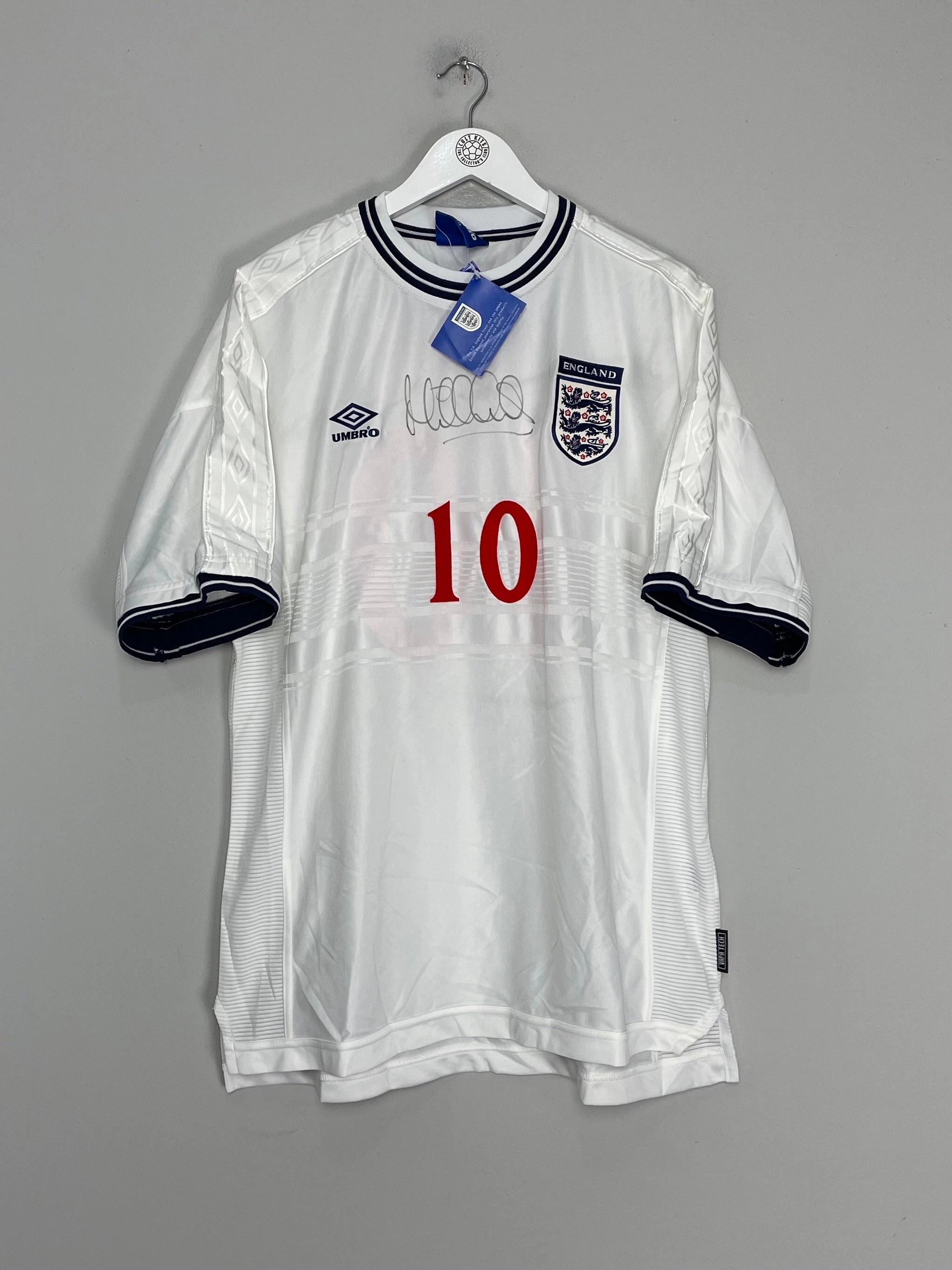 Move Support Flexible Drop Shoulder Cut 1999/01 ENGLAND OWEN #10 *BNWT* SIGNED HOME SHIRT (XXL) UMBRO