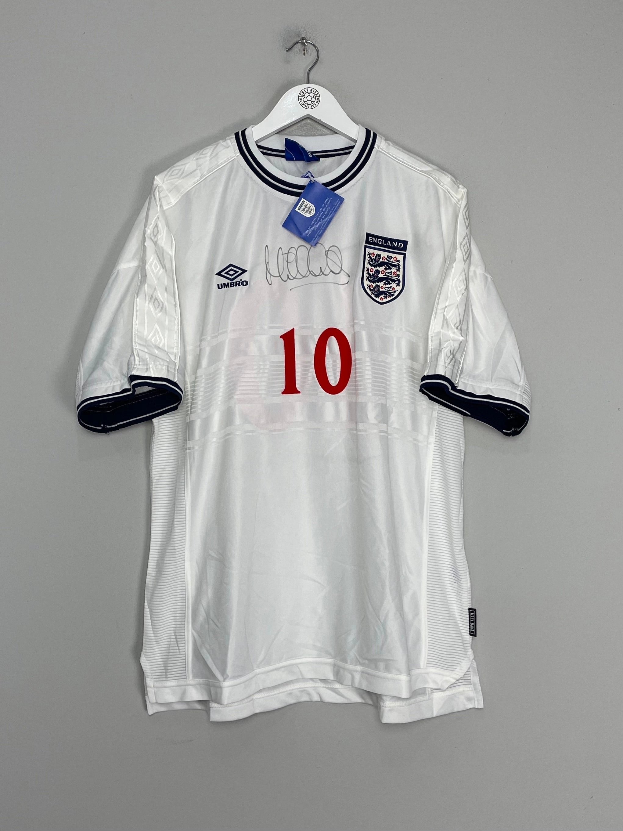 1999/01 ENGLAND OWEN #10 *BNWT* SIGNED HOME SHIRT (XXL) UMBRO Flexible Motion