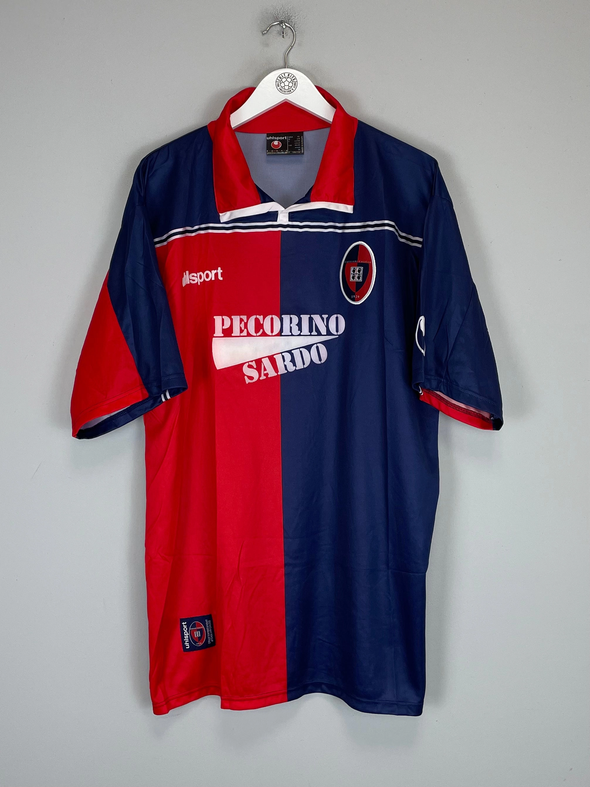 Fade Resistant Dye Strong Lines 2000/01 CAGLIARI *MINT* HOME SHIRT (XL) UHLSPORT