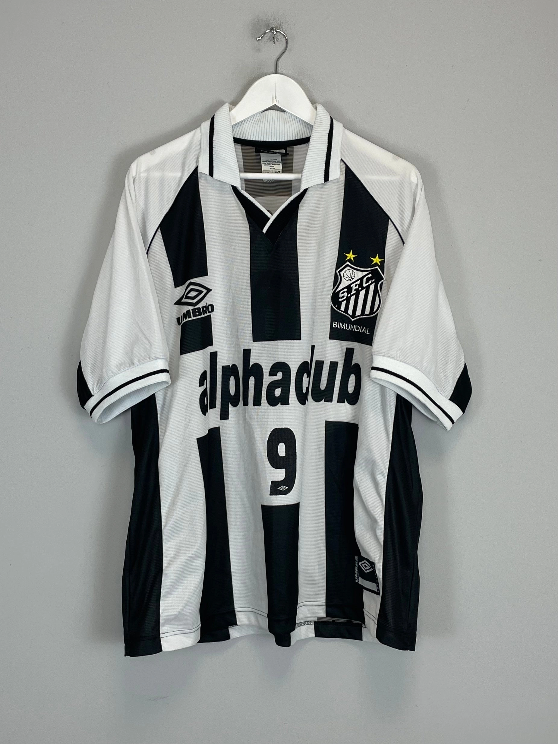 Seamless Stitching Design Rush Ready 2000 SANTOS #9 HOME SHIRT (XL) UMBRO