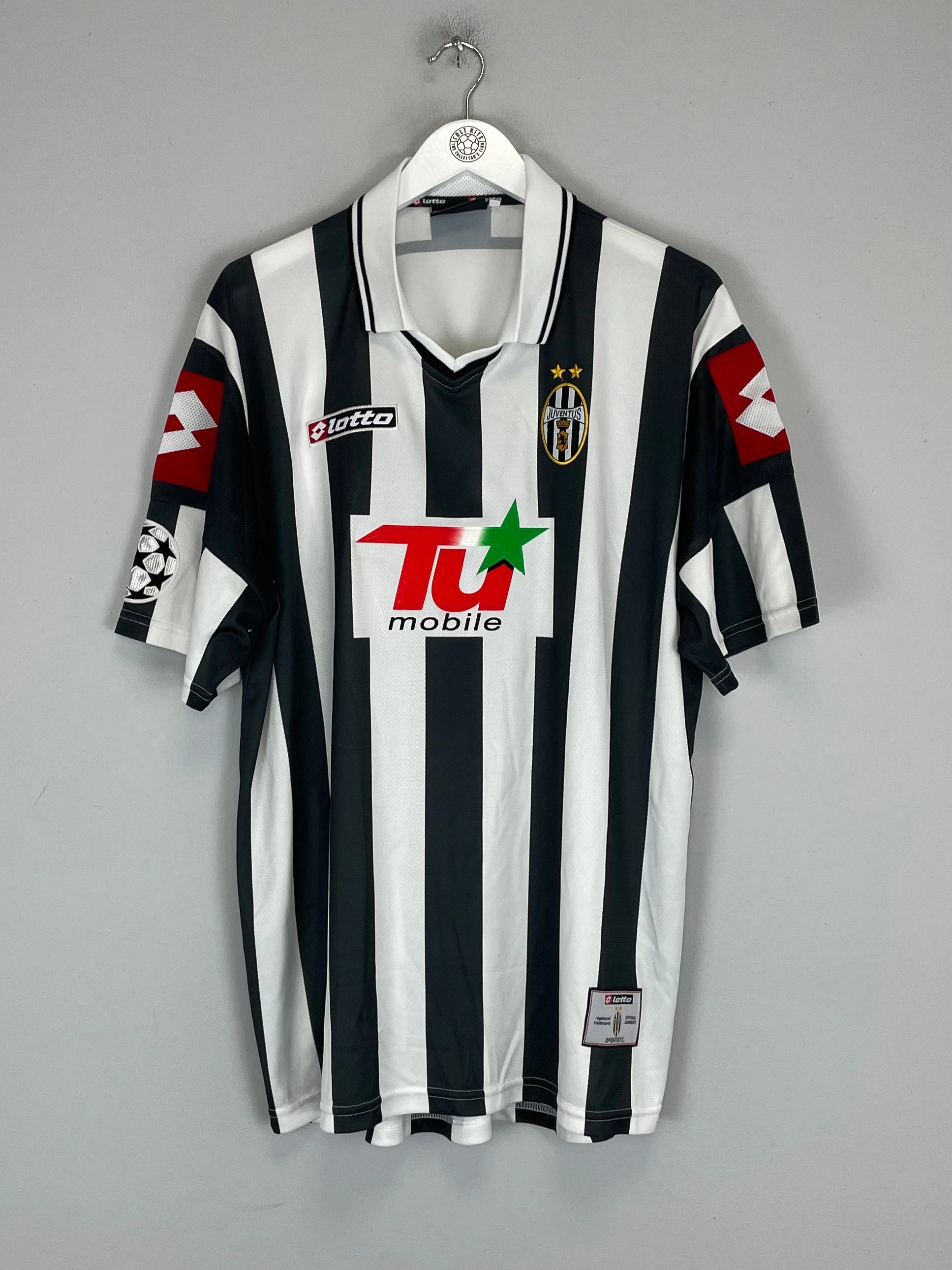 2001/02 JUVENTUS C/L EUROPEAN HOME SHIRT (XL) LOTTO Knit Grid Mesh