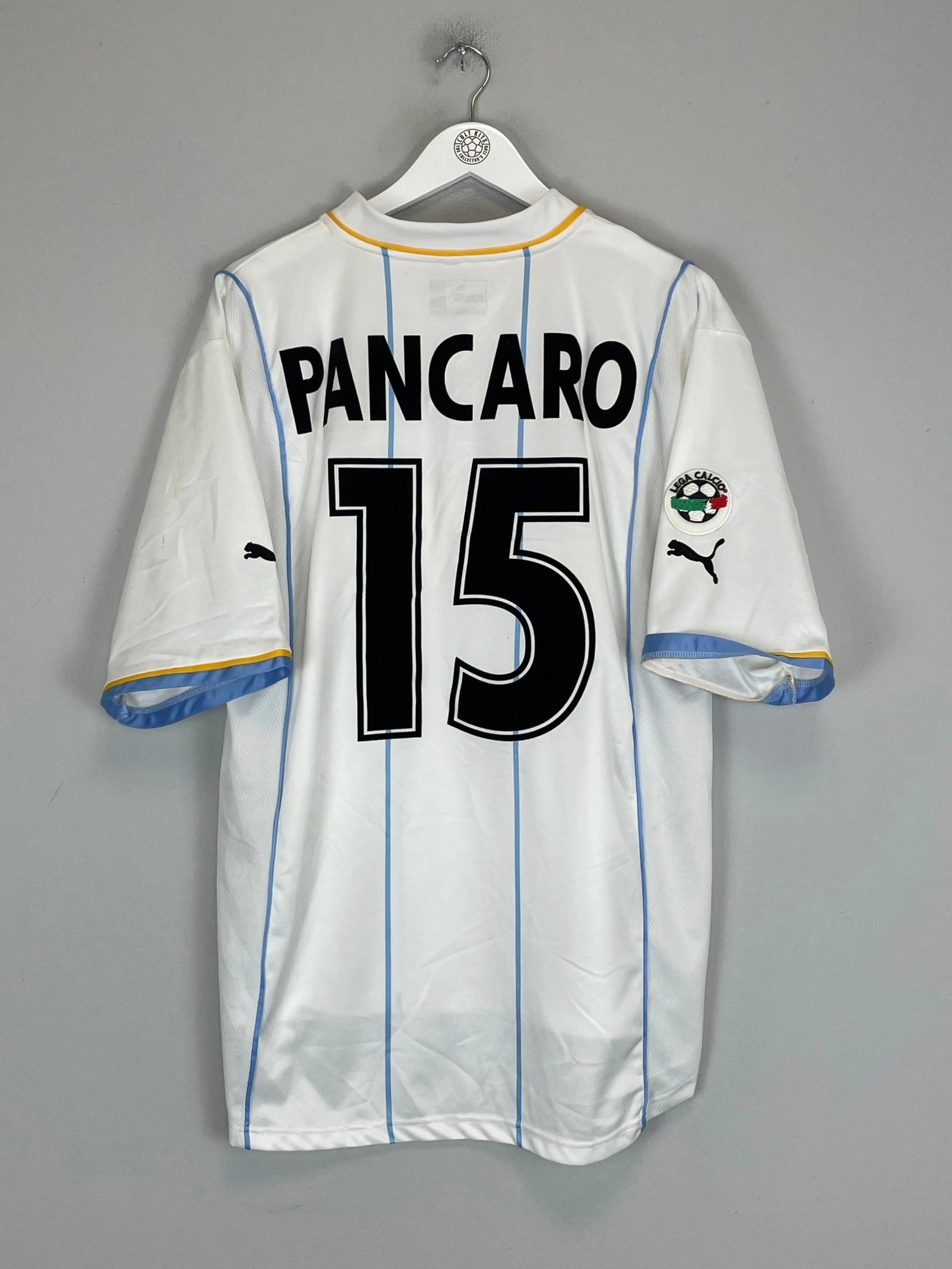 2001/02 LAZIO PANCARO #15 *MATCH ISSUE* AWAY SHIRT (XL) PUMA Flexible Collar Design