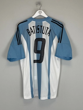 Machine Washable Durability Moisture wicking 2002/04 ARGENTINA BATISTUTA #9 HOME SHIRT (L) ADIDAS