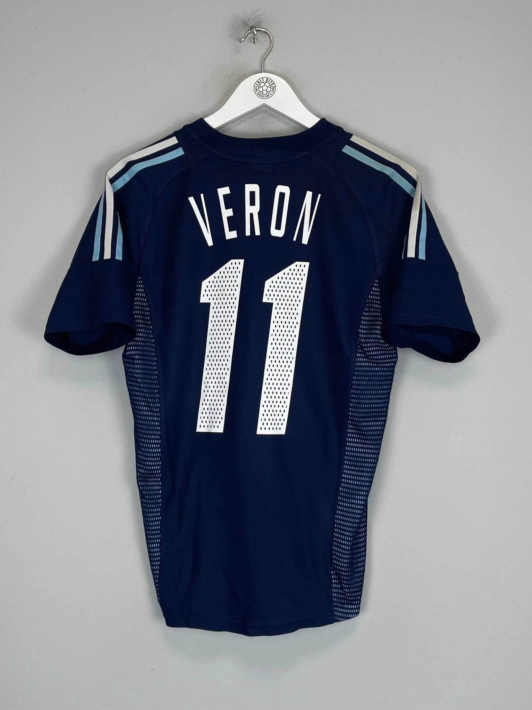 2002/04 ARGENTINA VERON #11 AWAY SHIRT (S) ADIDAS Adaptive Fit System Grid Texture Fabric