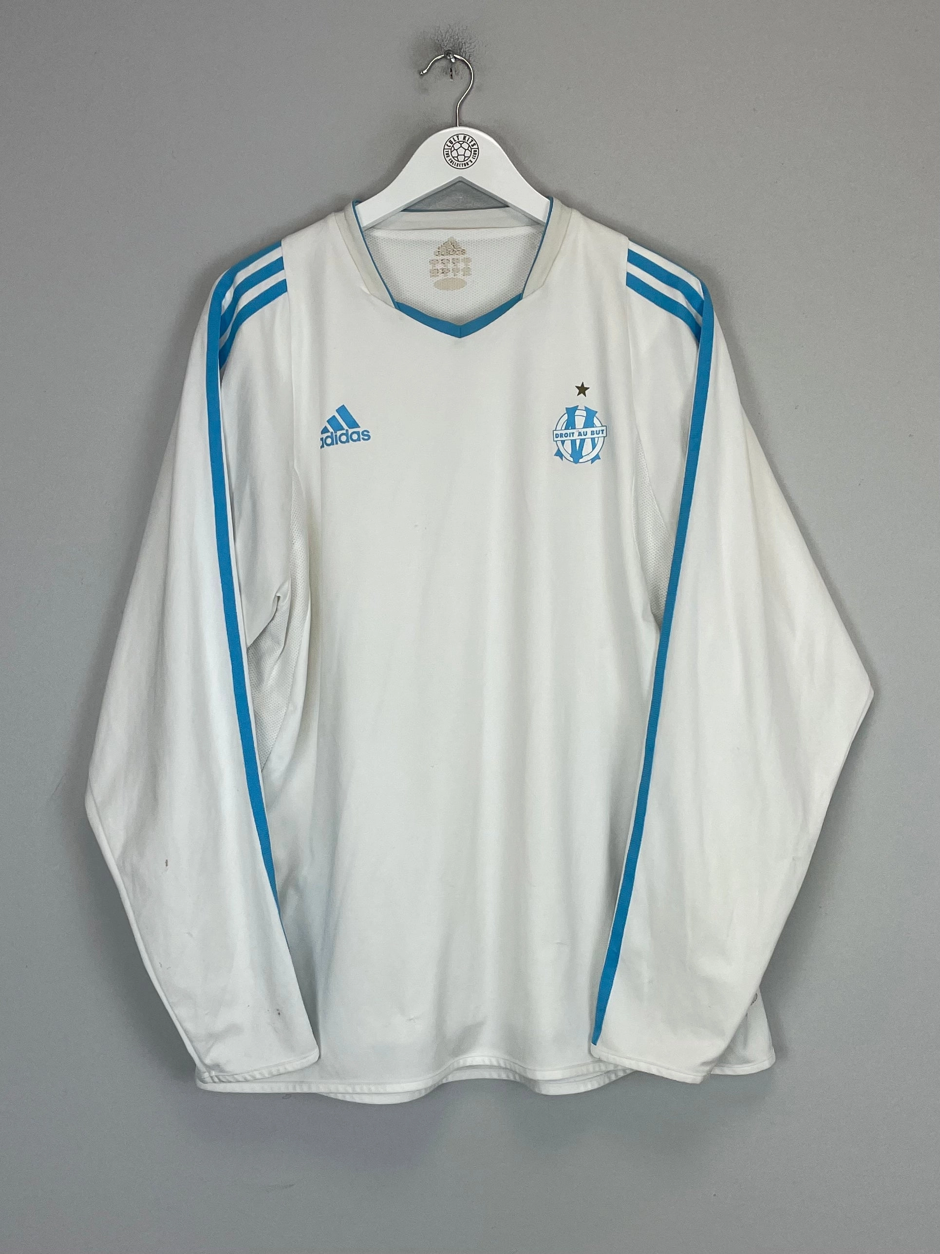 Body Movement Hybrid Fabric Blends 2003/04 MARSEILLE *PLAYER ISSUE* L/S HOME SHIRT (XL) ADIDAS