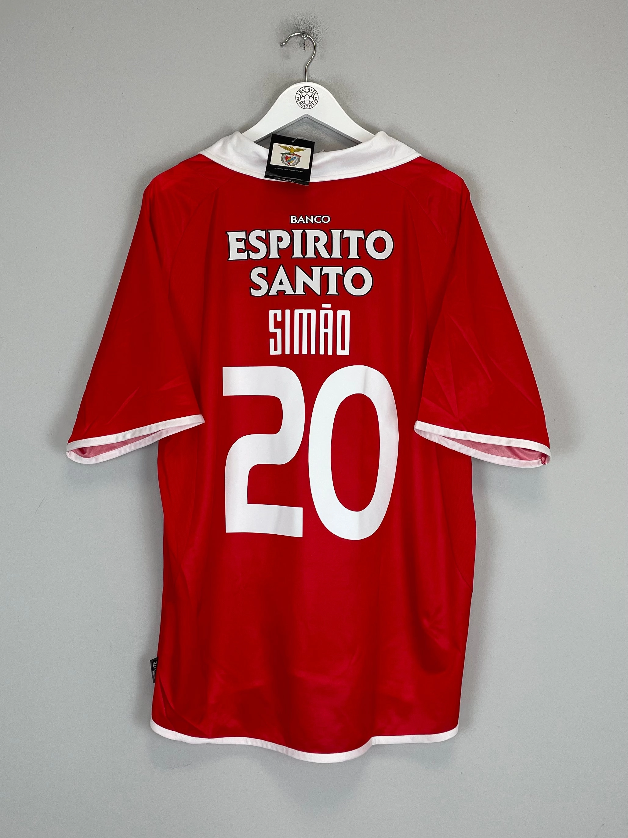 Biodegradable Synthetic Fibers Game Day 2003/05 BENFICA SIMAO #20 *BNWT* CENTENARY HOME SHIRT (XL) ADIDAS