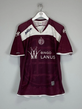 2006/07 CA LANUS *SIGNED* HOME SHIRT (L) MITRE Compression Support Panels