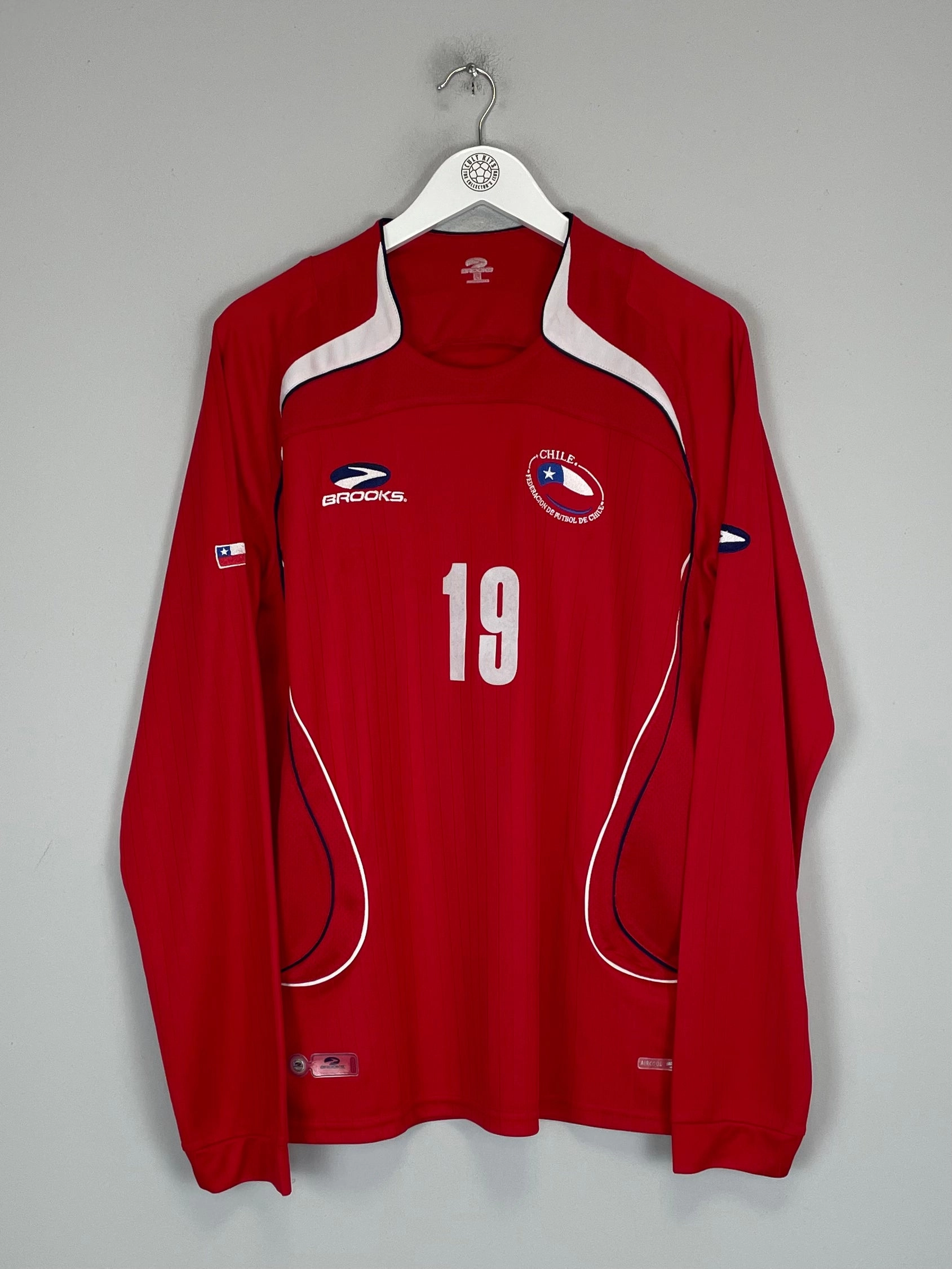 2007/09 CHILE #19 L/S *PLAYER ISSUE* HOME SHIRT (L) BROOKS Balanced Fit Friction Resistant Coating
