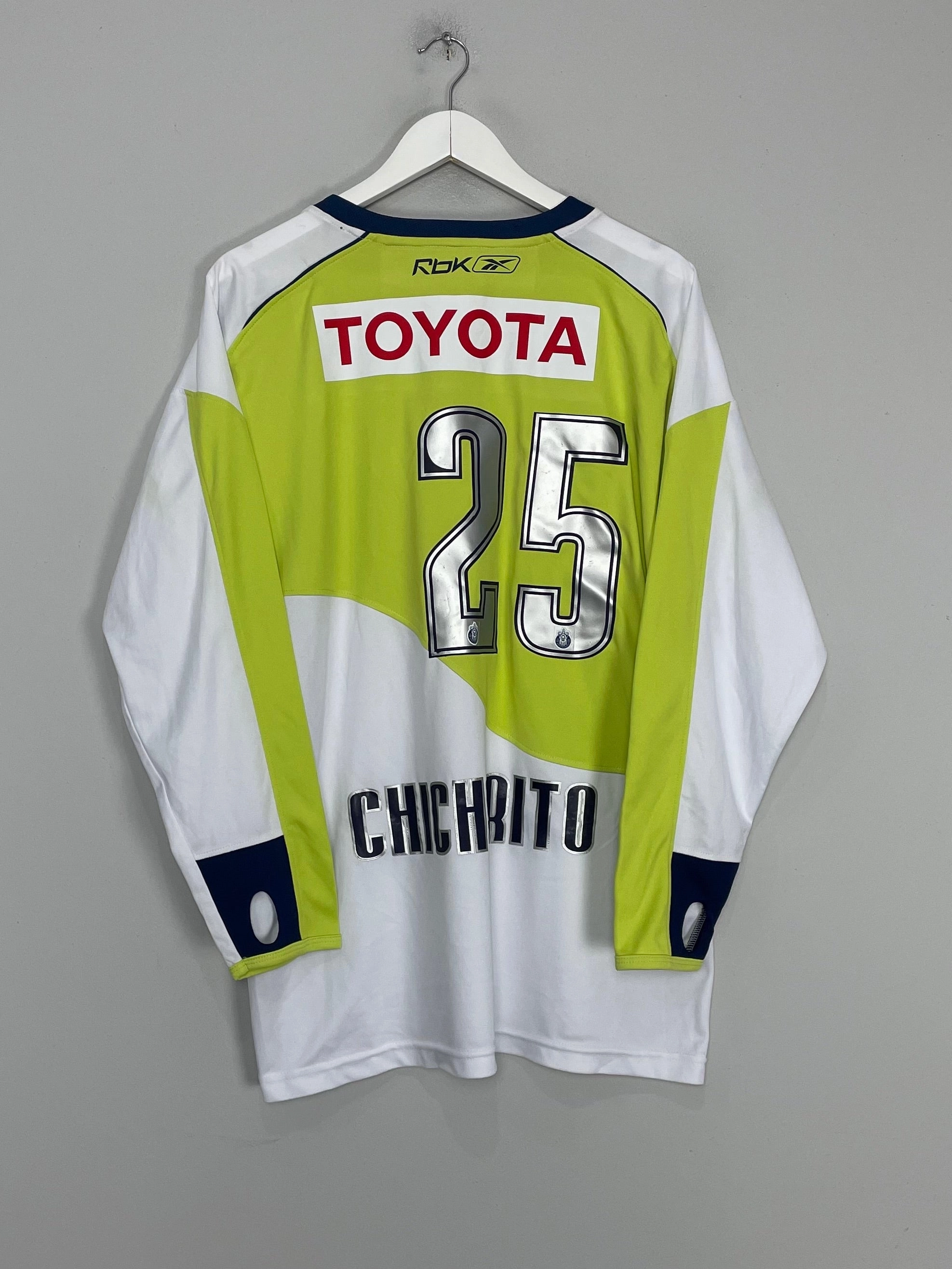 2008/09 CHIVAS GUADALAJARA CHICHARITO #25 L/S AWAY SHIRT (XL) REEBOK Fresh Comfort Agility Wear