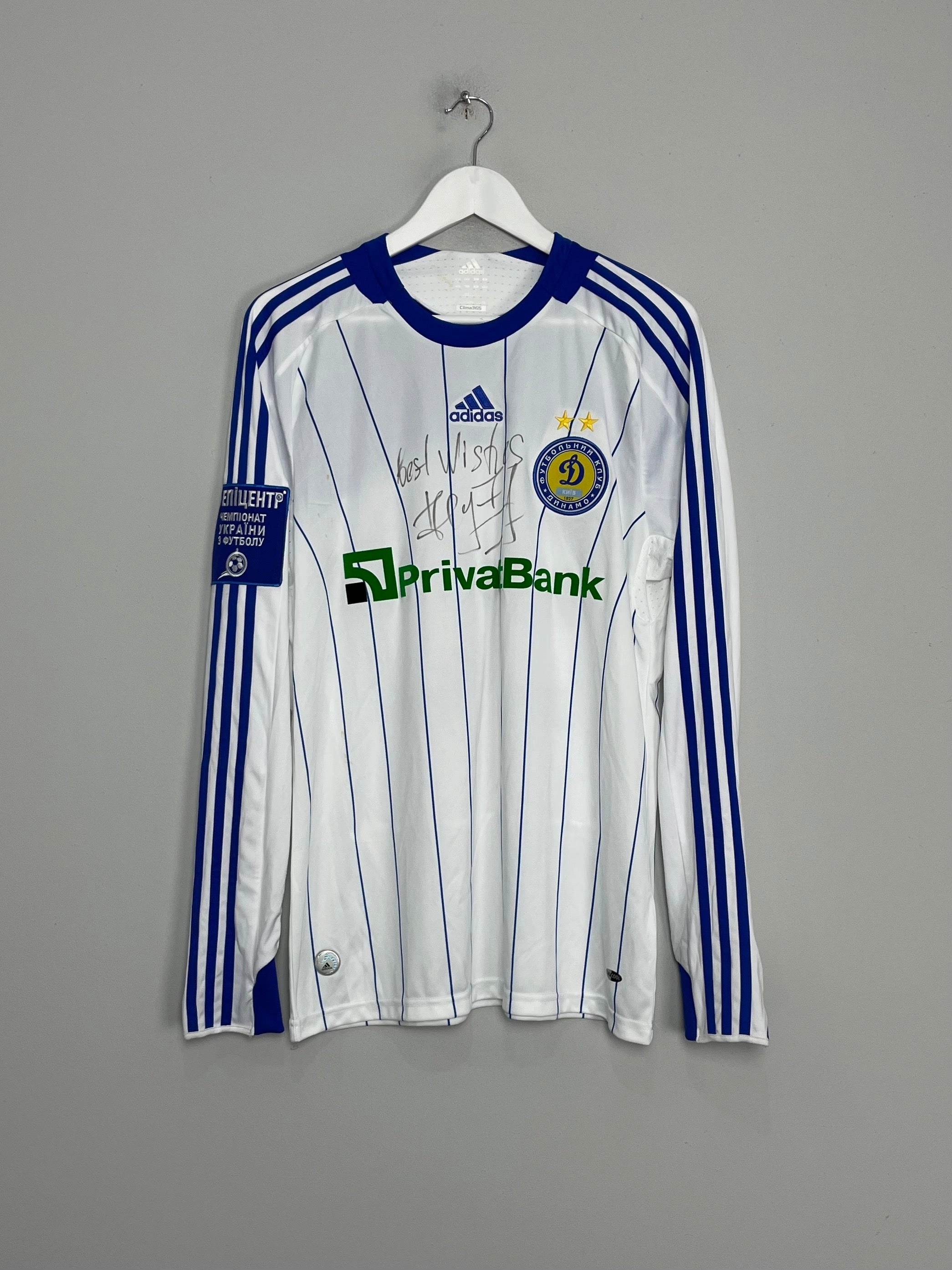 2008/10 DYNAMO KYIV #90 *SIGNED SHEVCHENKO* L/S HOME SHIRT (M) ADIDAS Workout Fit