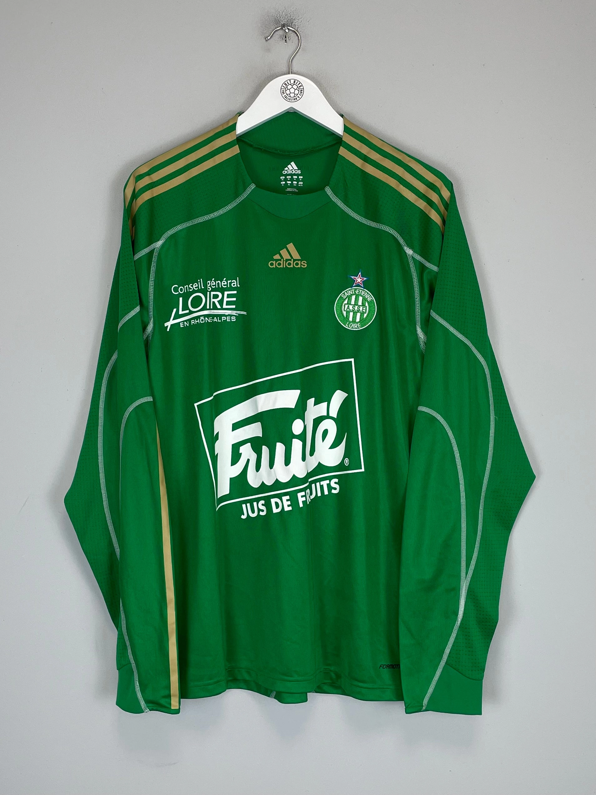 Non Restrictive Mobility Cut Breathable activewear 2009/10 ST ETIENNE *PLAYER ISSUE* L/S HOME SHIRT (XL) ADIDAS