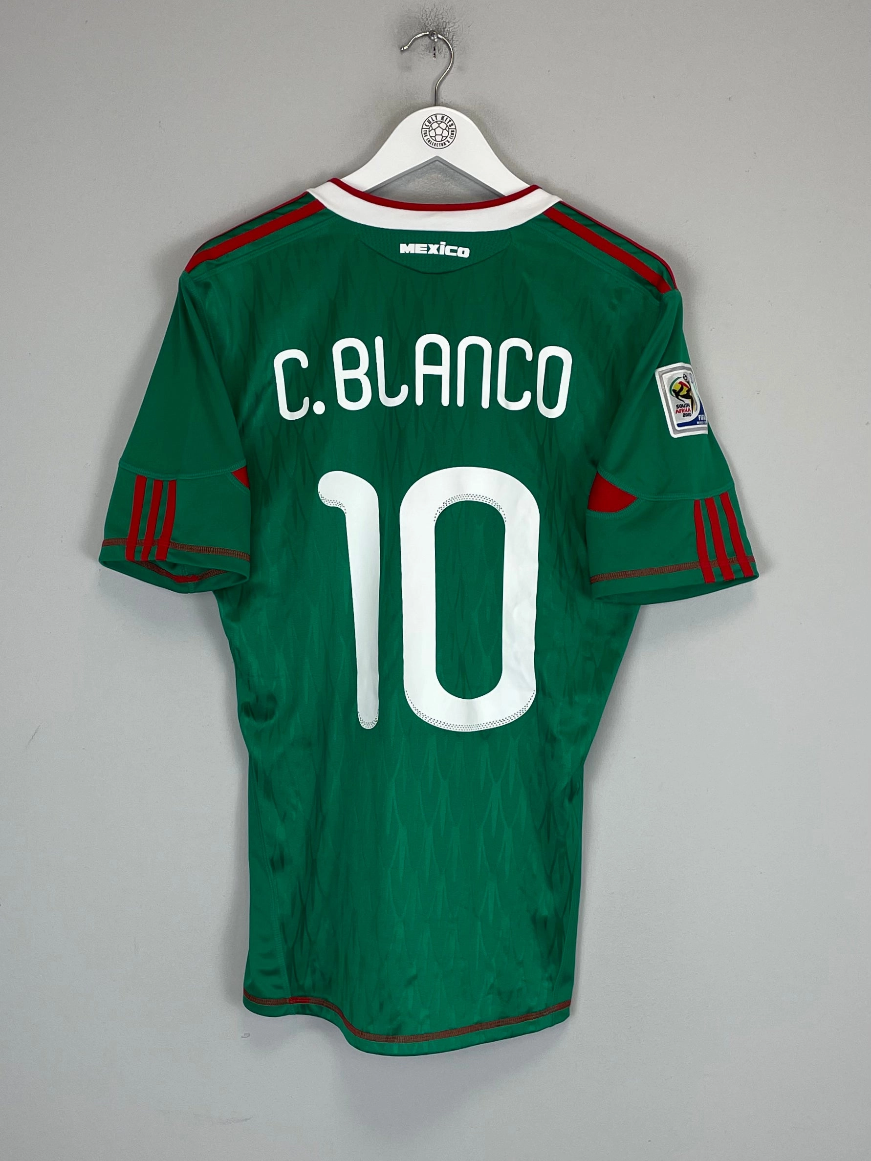 2010 MEXICO C.BLANCO #10 HOME SHIRT (M) ADIDAS Colorfast Dye Methods Anti Static Finish