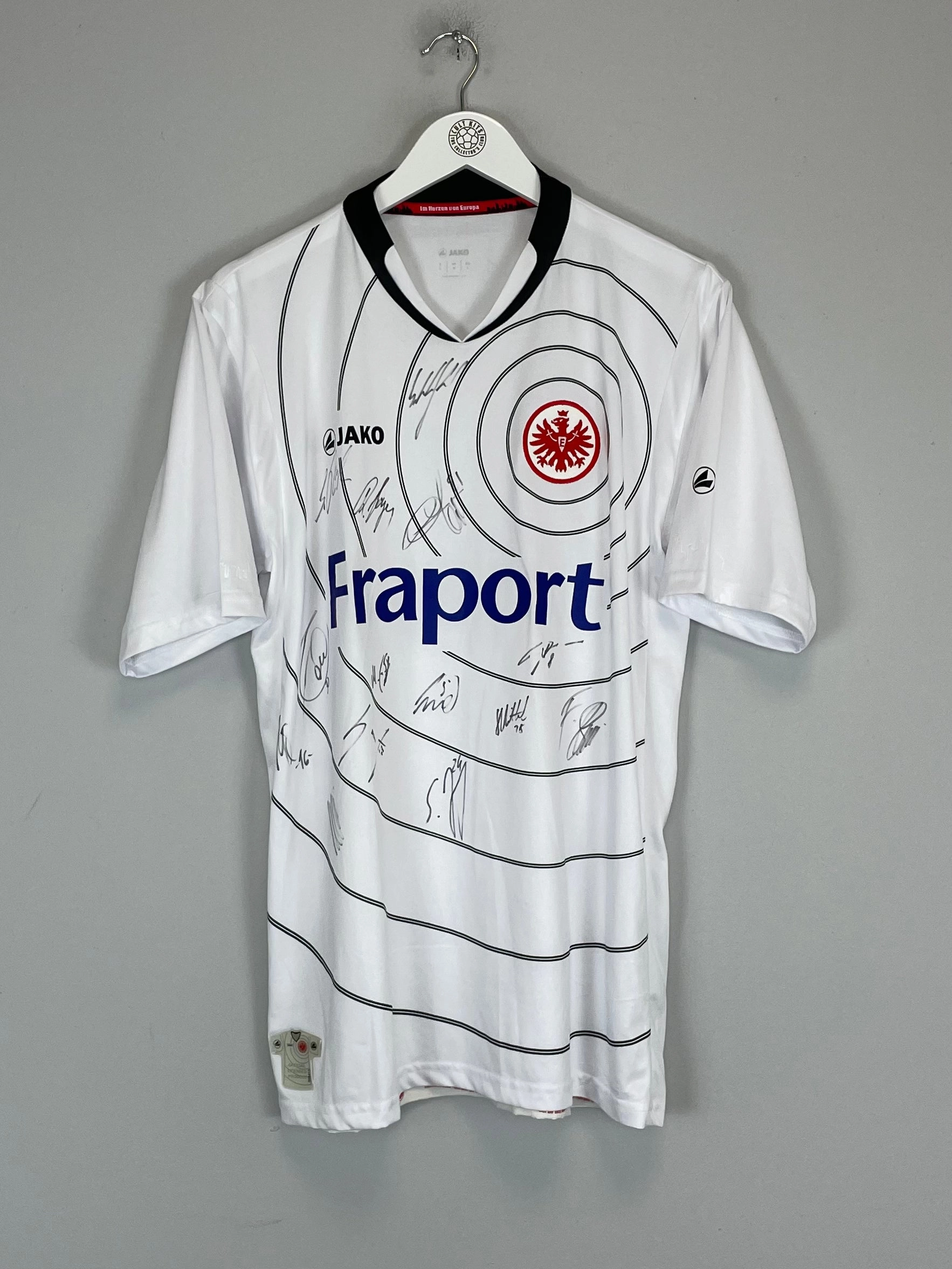 Slim Finish 2011/12 EINTRACHT FRANKFURT *SQUAD SIGNED* AWAY SHIRT (M) JAKO